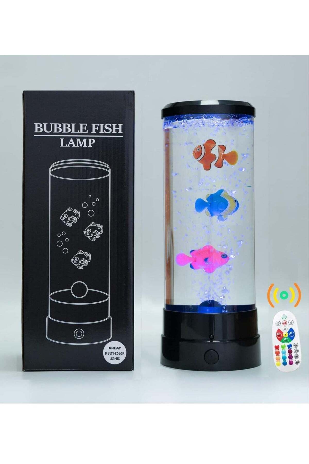 Generic-"Fish Lava Lamp with Bubbles â€“ 16-Color Changing Night Light & Mood Lamp with Remote Control (Bla 1