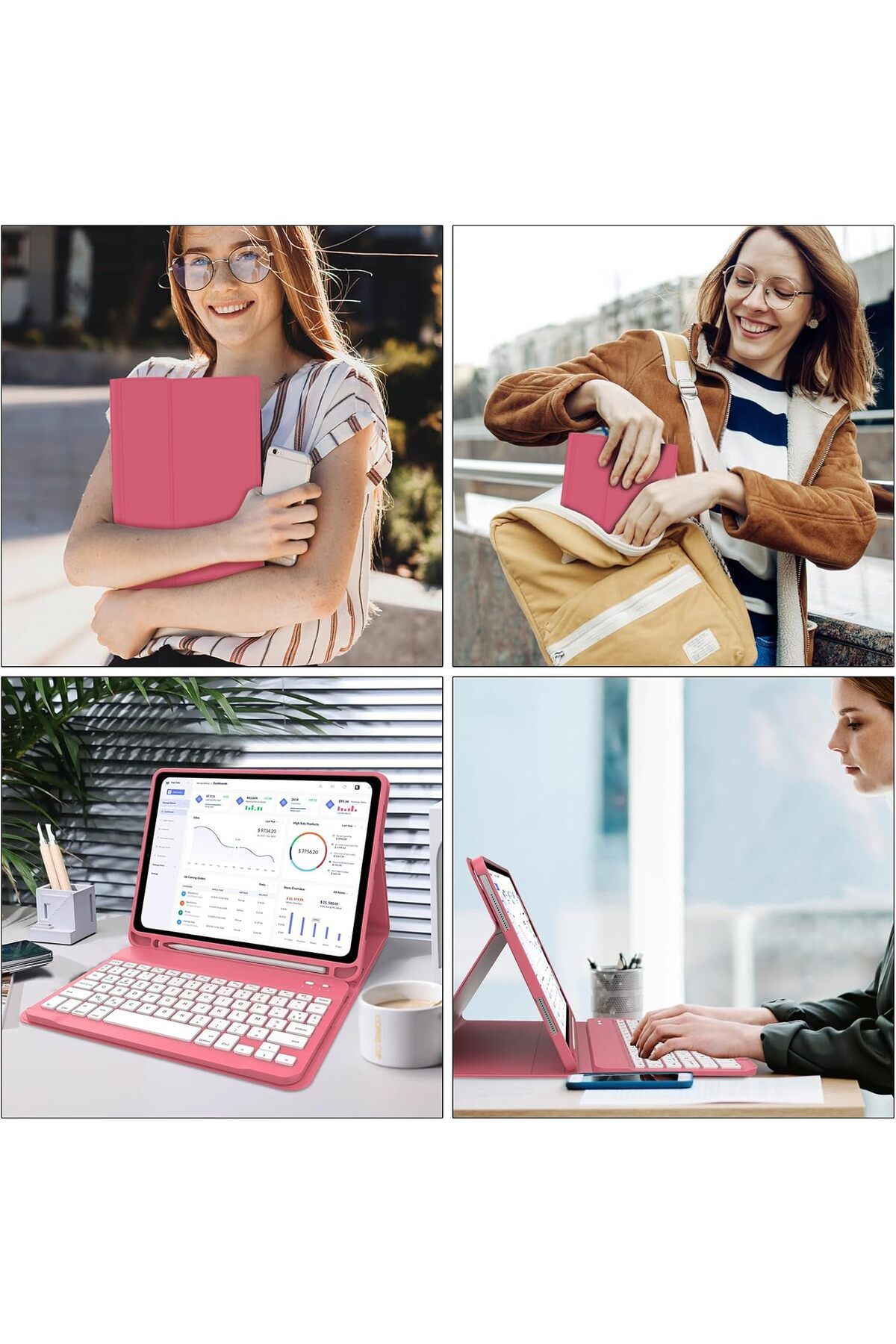 m.tk moveteck-iPad 11Th Generation A16 2025 / 10Th Generation 10.9 Compatible Tablet Case with Keyboard Wireless Bluetooth Pen Compartment 6