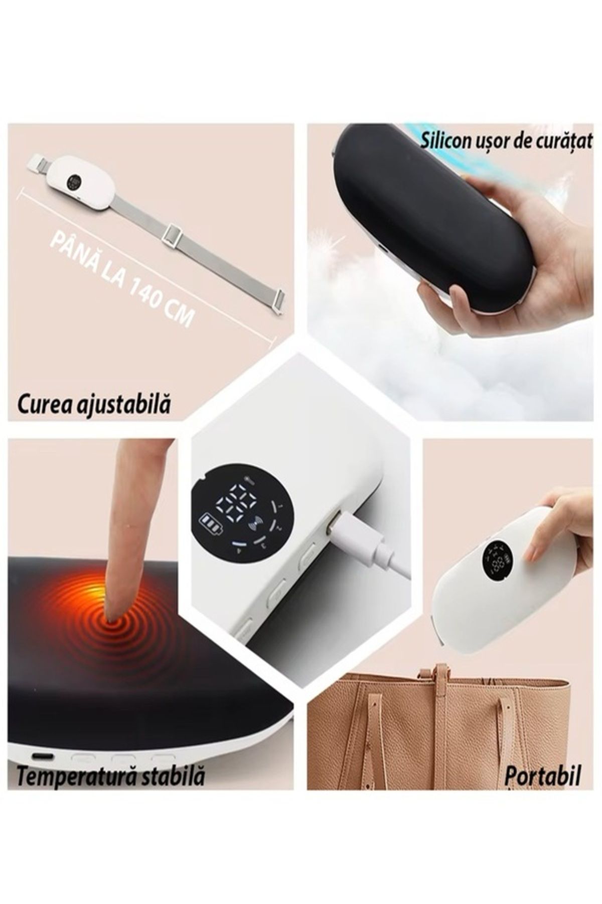 NO BRAND-Pain belt with 3 heating modes, 8 vibration modes and charging 6