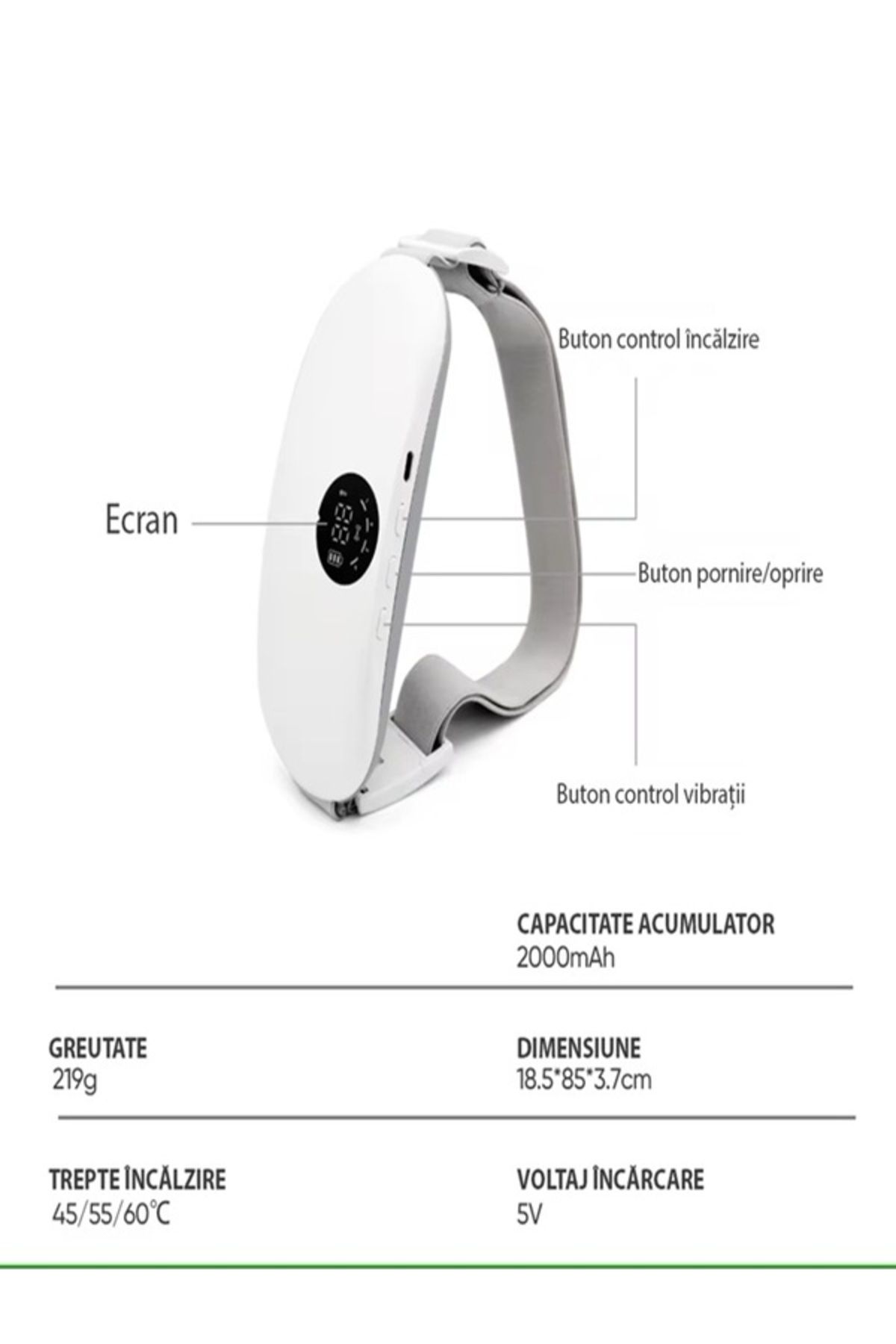 NO BRAND-Pain belt with 3 heating modes, 8 vibration modes and charging 7