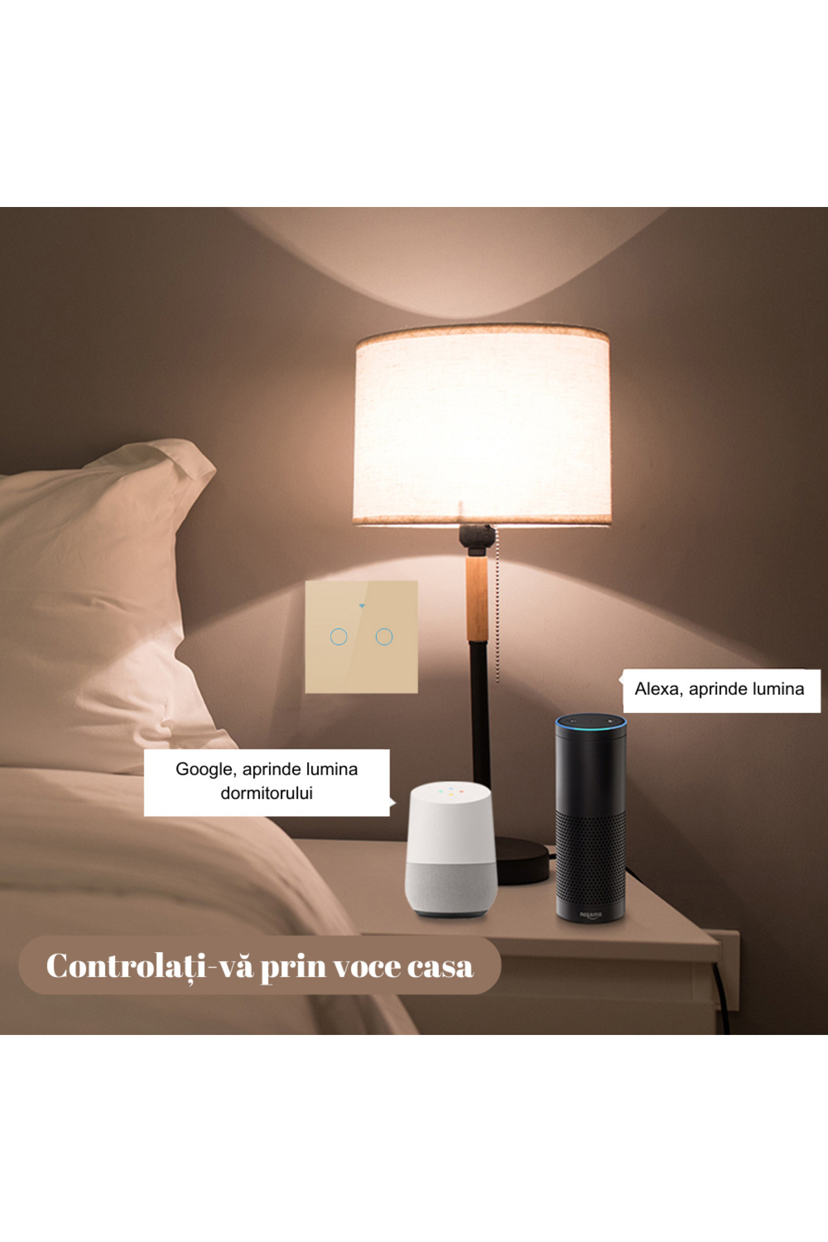 VisionHub-Smart Touch Switch, Wireless, Wi-fi, 2 Channels, Tempered Glass,iOS/Android,Tuya,Amazon Alexa/Google 9