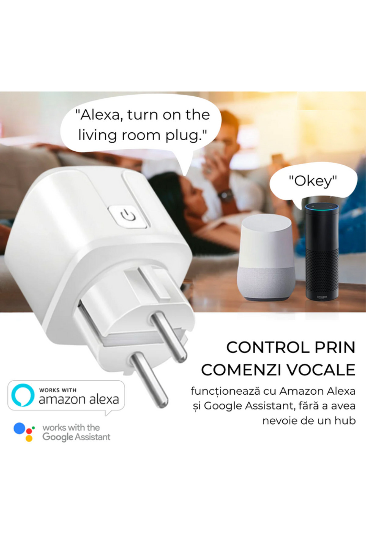 VisionHub-Wifi smart socket, energy consumption monitoring, Timer, app, Charging protection, Alexa, Tuya 8