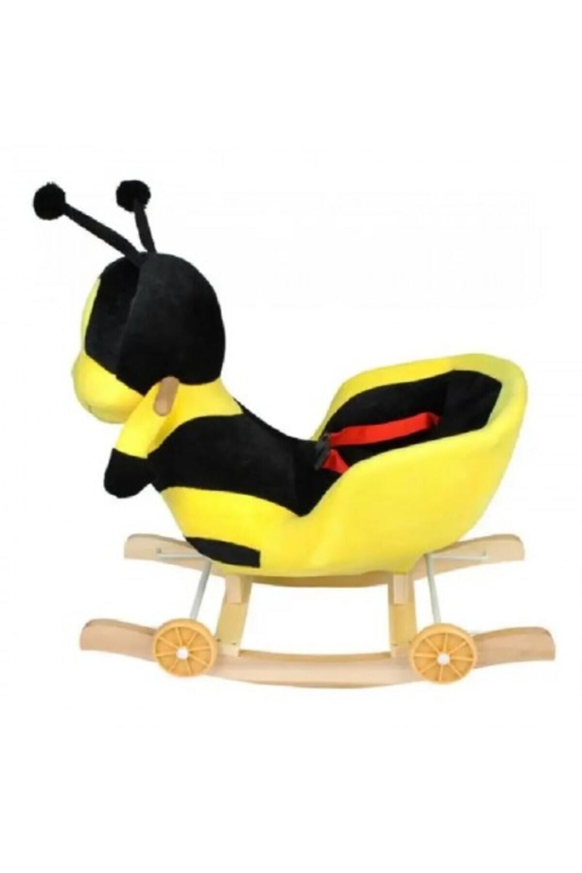 Kardett-2 in 1 children's rocking chair, sled with wheels and sounds, bee model, made of soft plush, with backrest 3
