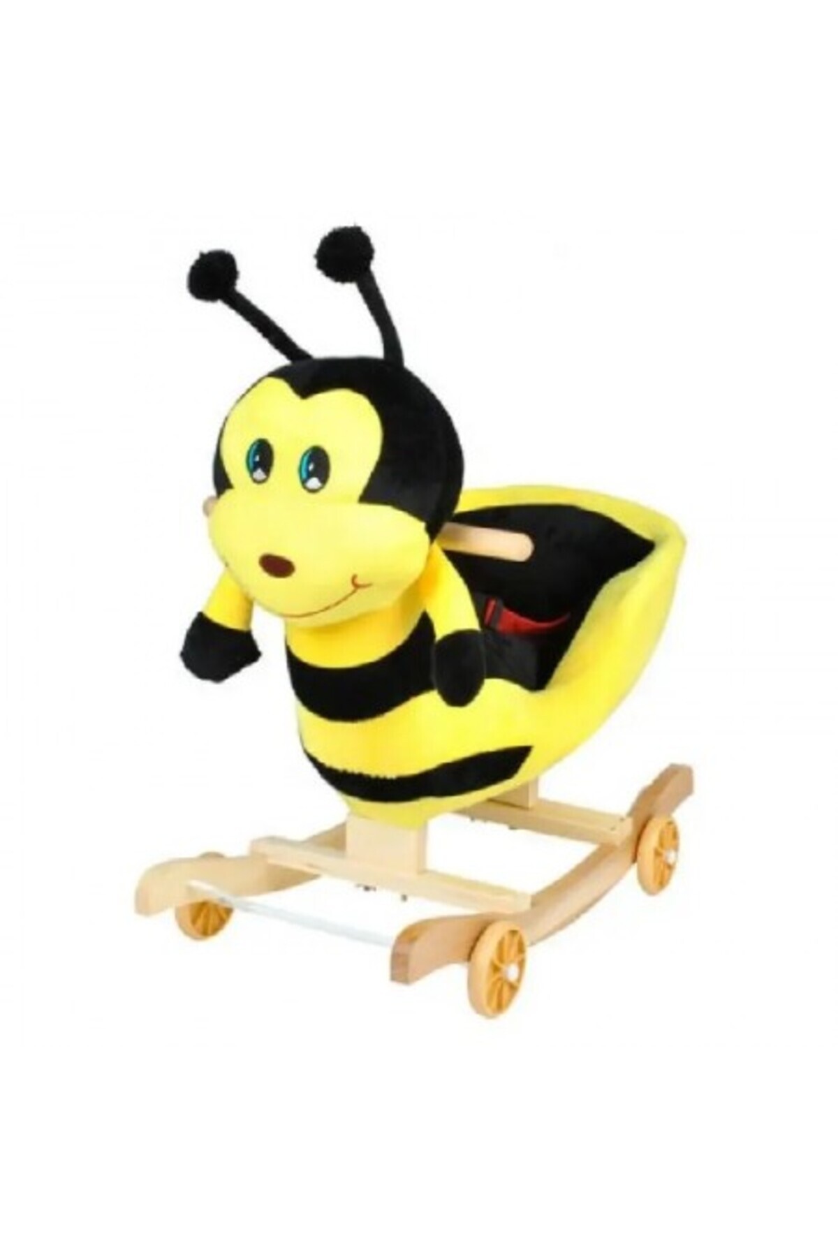 Kardett-2 in 1 children's rocking chair, sled with wheels and sounds, bee model, made of soft plush, with backrest 4