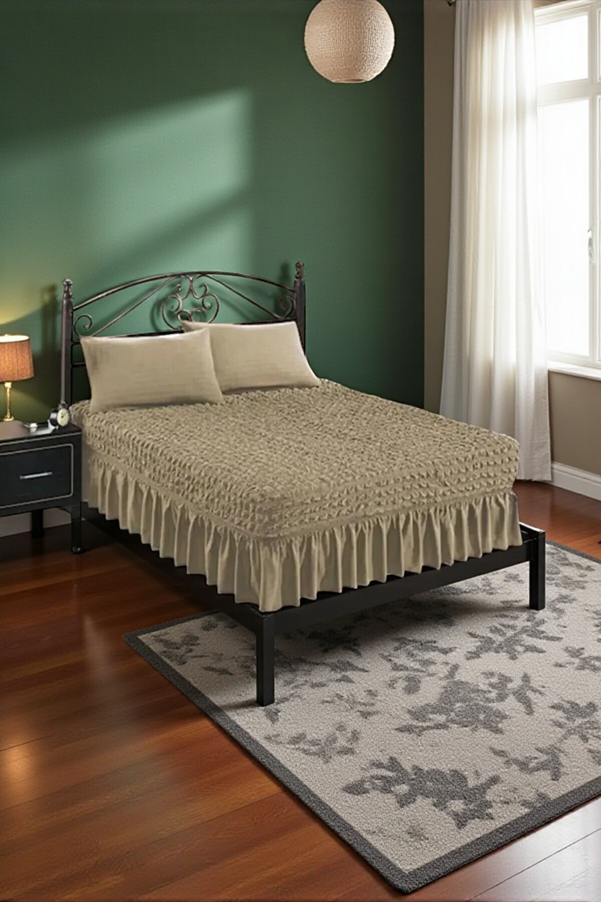BBY HOME & DESIGN-Bedspread Set, Dowry, Double, Wrap, Lycra, Includes 2 Pillowcases, Stone Color 3