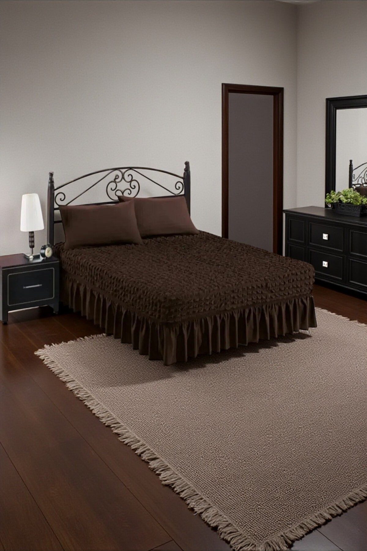 BBY HOME & DESIGN-Bedspread Set, Dowry, Double, Wrap, Lycra, Includes 2 Pillowcases, Coffee Color 5