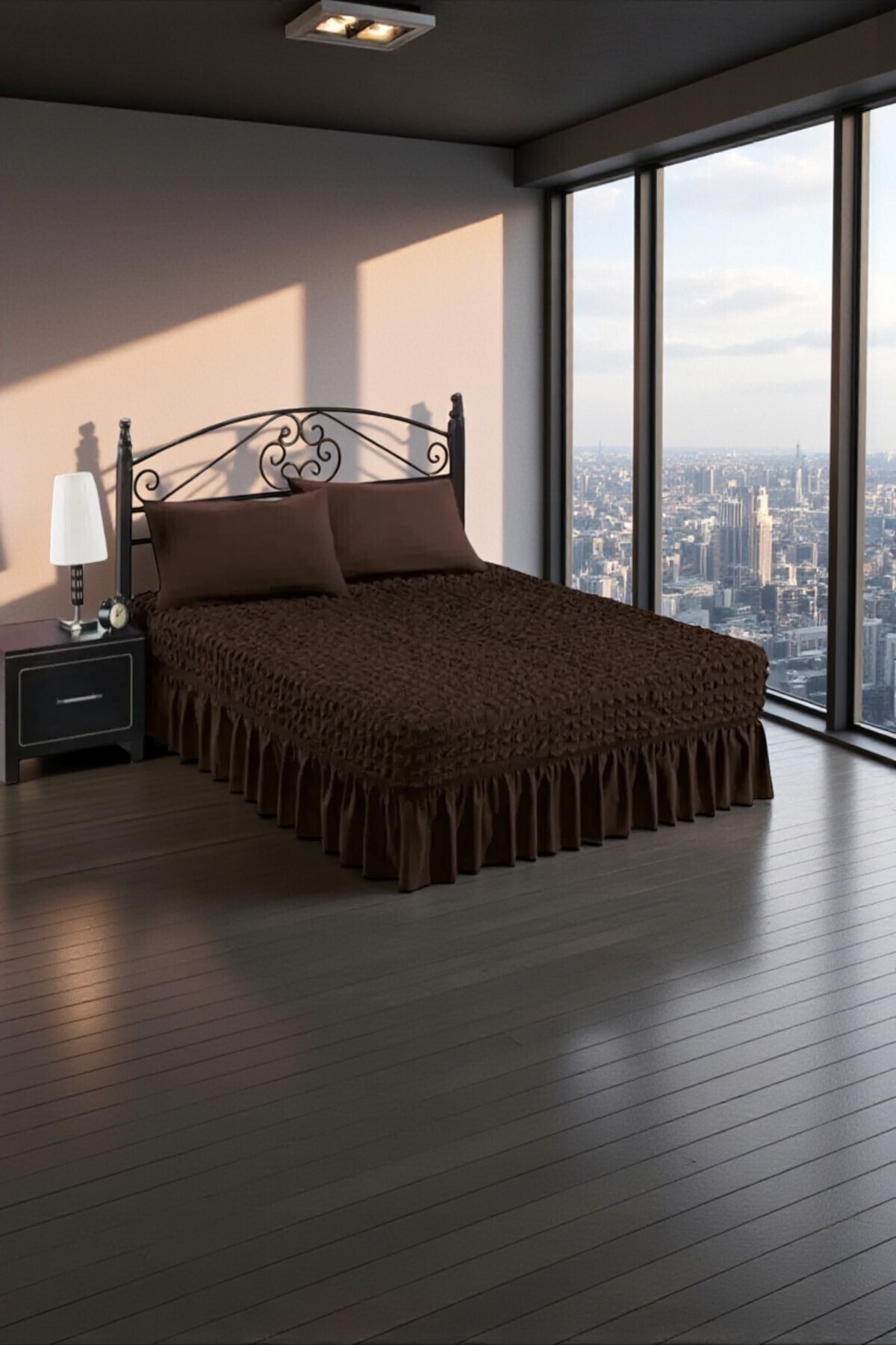 BBY HOME & DESIGN-Bedspread Set, Dowry, Double, Wrap, Lycra, Includes 2 Pillowcases, Coffee Color 6