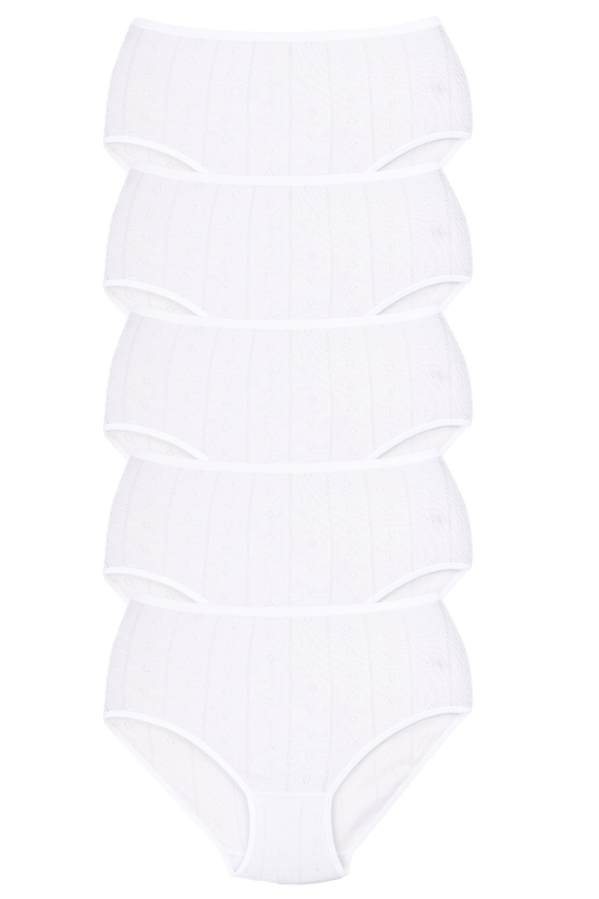 Lantliv 5 Pieces Women's Heart Patterned Cotton Panties, White Panties,