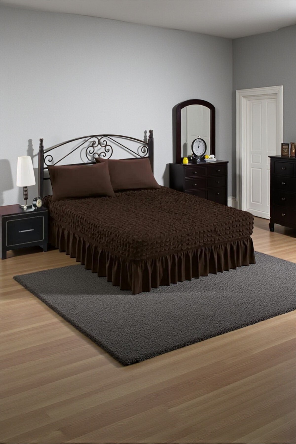BBY HOME & DESIGN-Bedspread Set, Dowry, Double, Wrap, Lycra, Includes 2 Pillowcases, Coffee Color 4