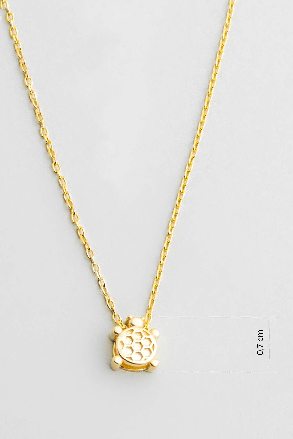 So CHIC... Little Turtle 18 Ayar Sarı Altın Kaplama 45 Cm Gümüş Kolye görsel 3