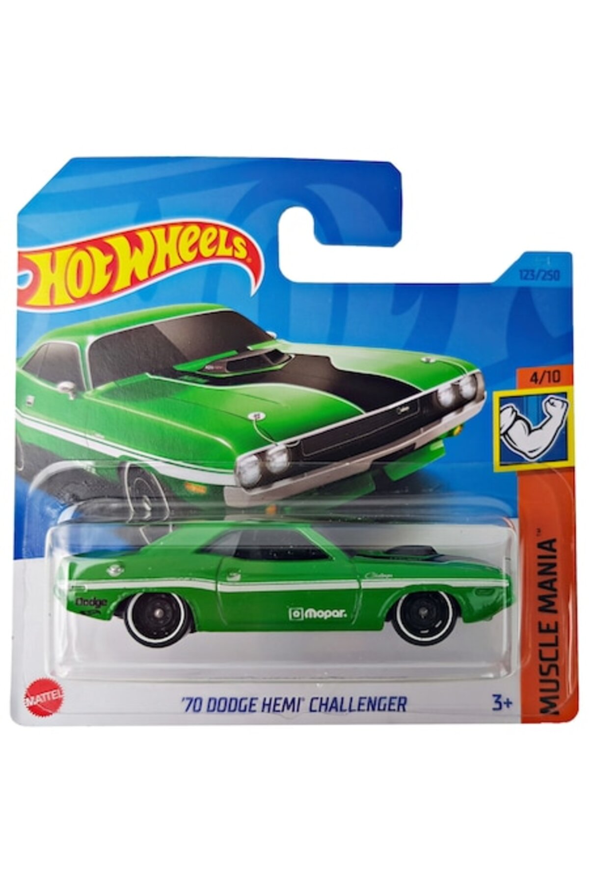 Masinuta Hot Wheels '70 Dodge Hemi Challenger, Verde, 1:64