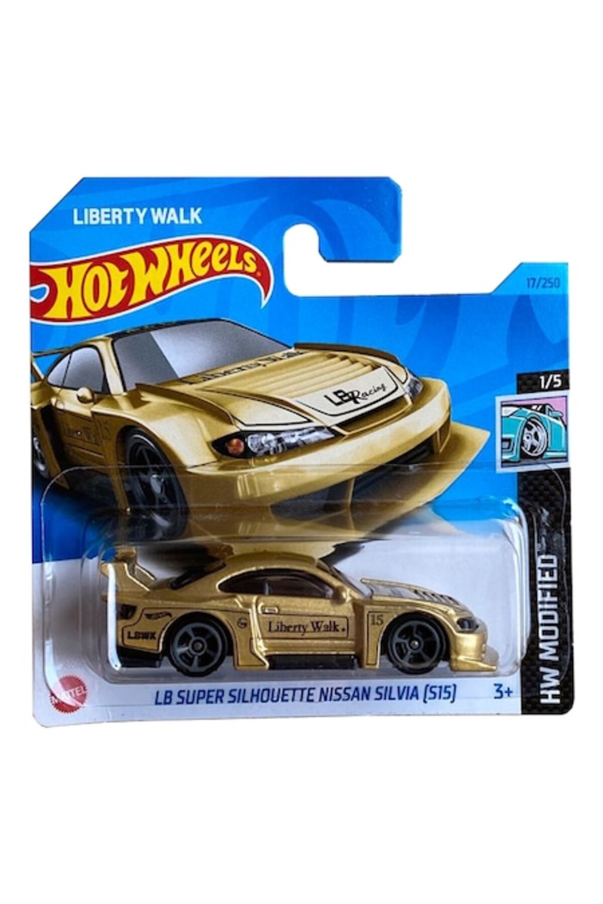 Masinuta Metalica Hot Wheels, LB Super Silhouette Nissan Silvia (S15), Auriu, 1:64