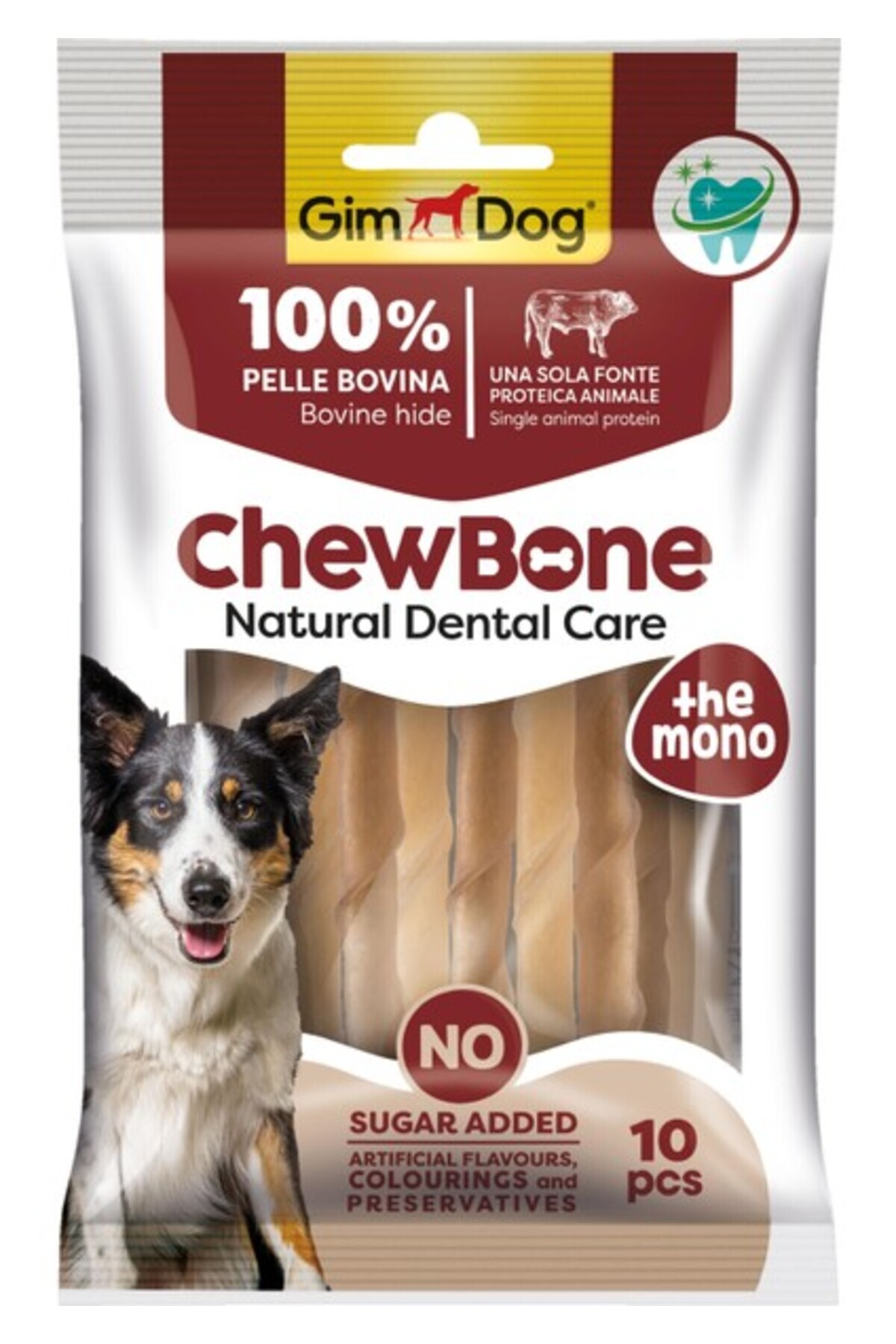 Gimdog Rawhide Sticks Burgu Köpek Çiğneme Kemiği 5 9 x 10 mm 80 gr 10'lu Naturel