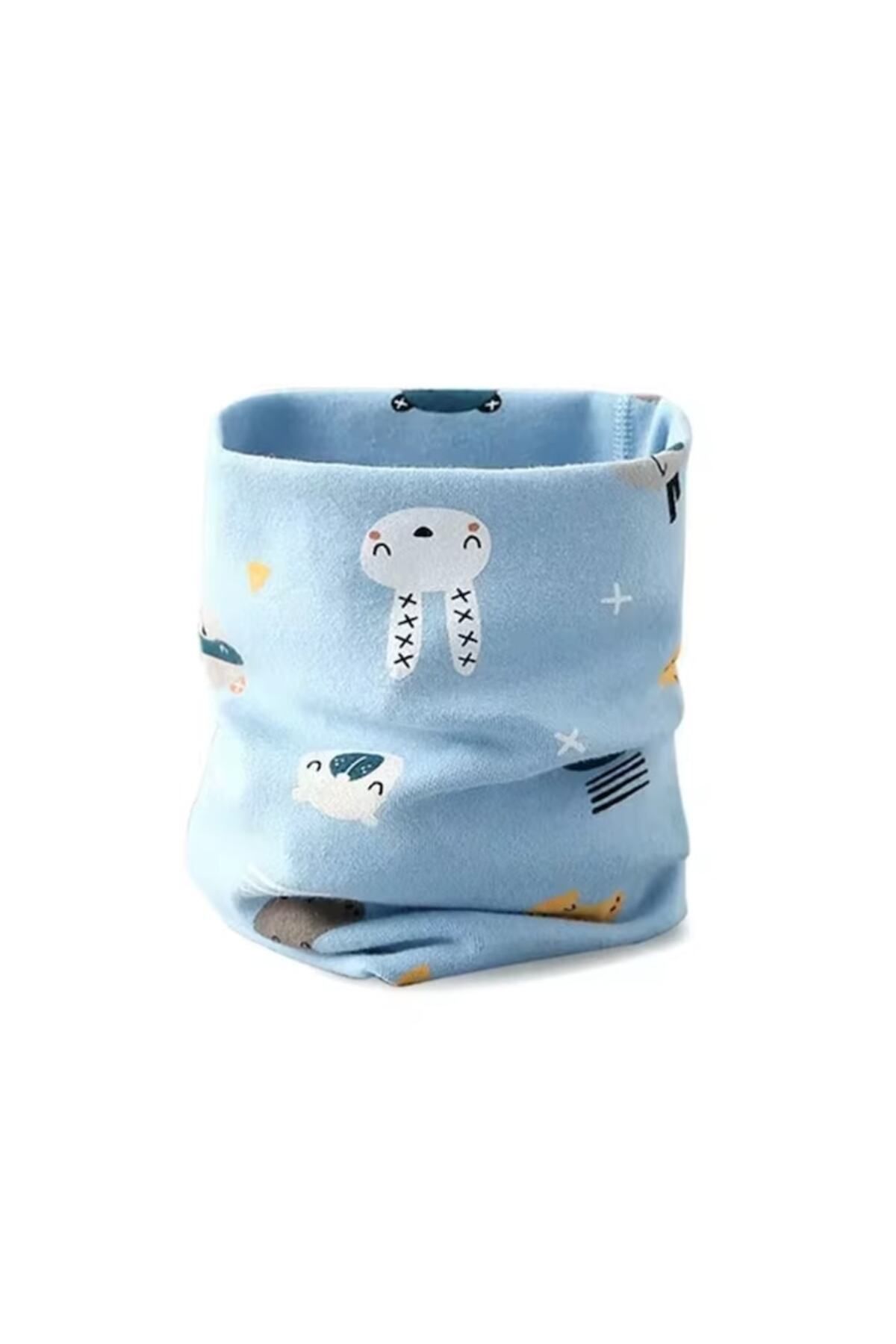 KERNOWSUN-Children's Rolled Collar Scarf, Rabbit Model, Blue, KERNOWSUN, Size 40x20 cm 2