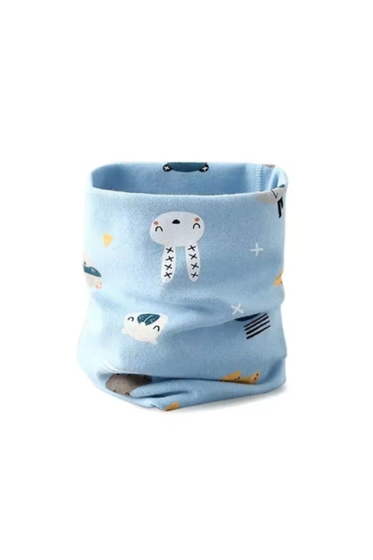 KERNOWSUN-Children's Rolled Collar Scarf, Rabbit Model, Blue, KERNOWSUN, Size 40x20 cm 1
