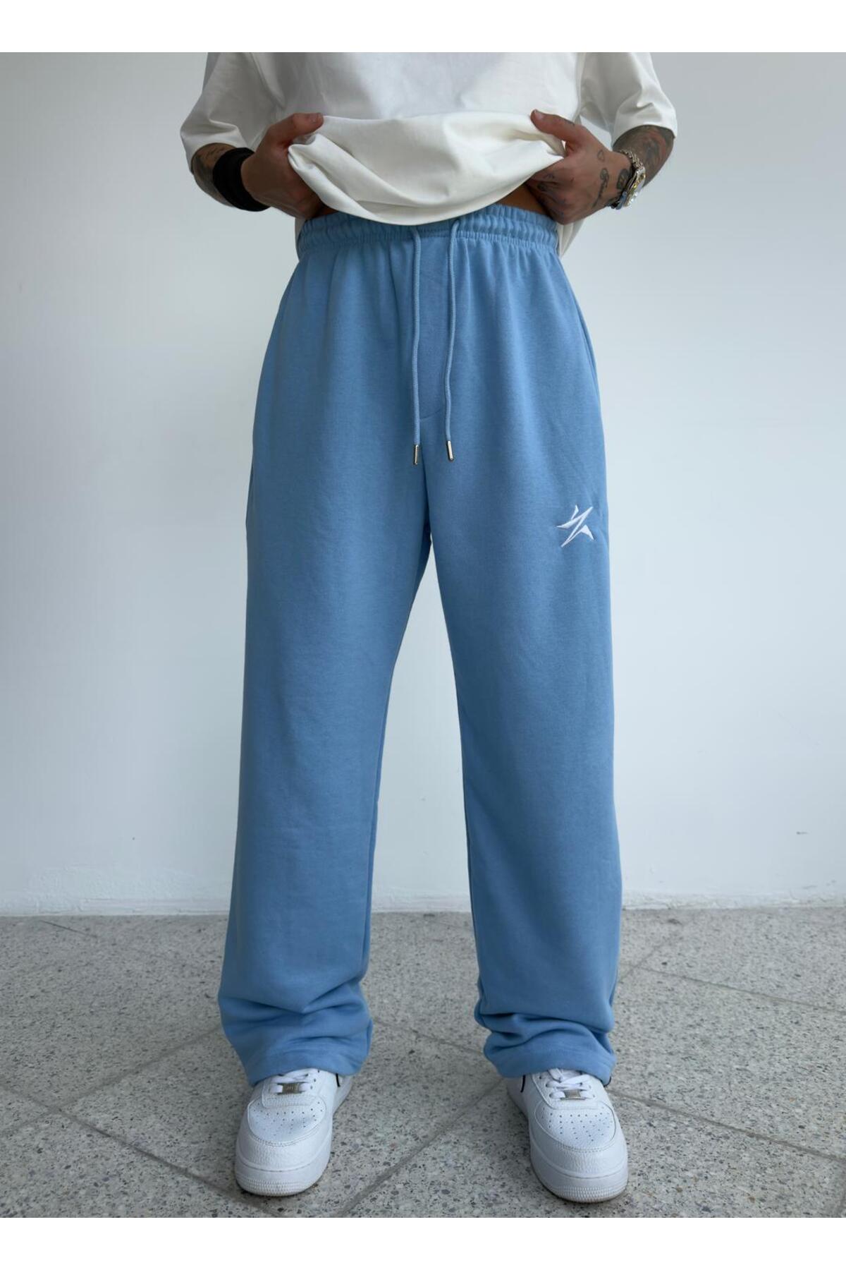 zaee  Star Nakışlı Her Mevsim Giyilebilen Ayarlanabilir Paça Bol Eşofman Altı