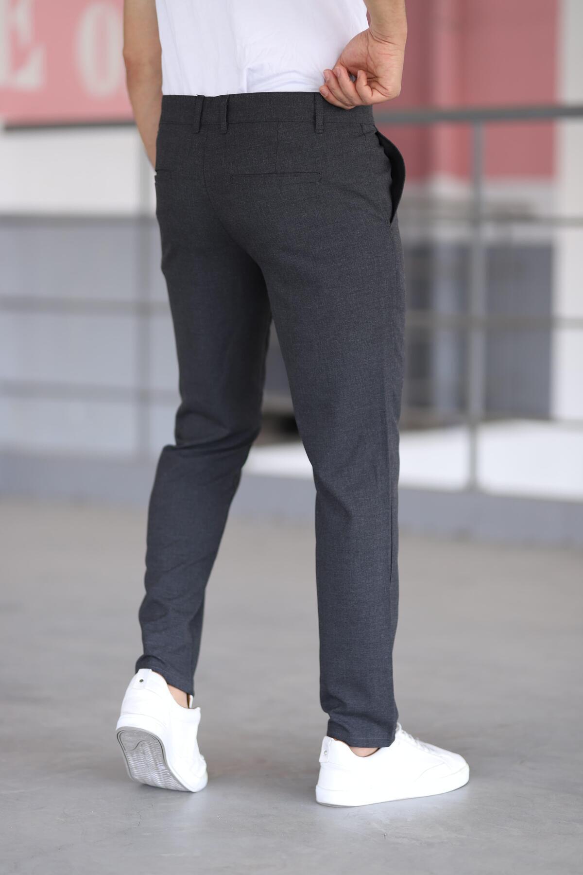 Bürke Erkek Antrasit Renk italyan Kesim Slim Fit Kumaş Pantolon görsel 5