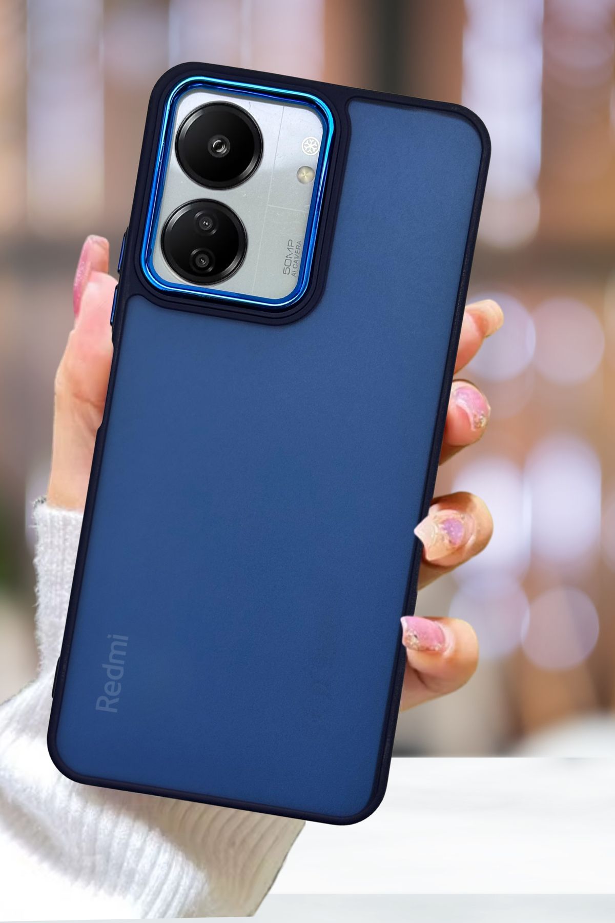 Fibaks-Redmi 13C Case Metal Frame Colorful Frosted Transparent Cover with Sensitive Button 1