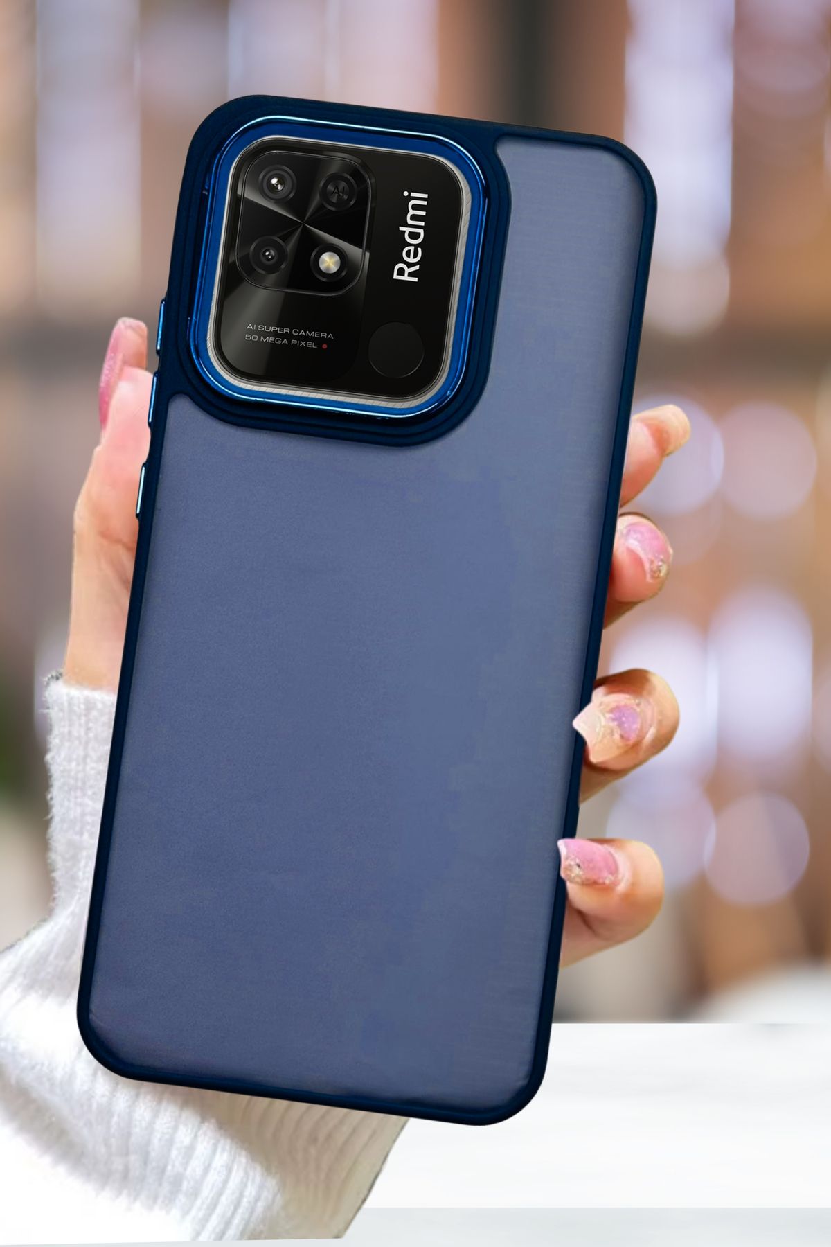 Fibaks-Redmi 9C Case Metal Frame Colorful Frosted Transparent Cover with Sensitive Button 1