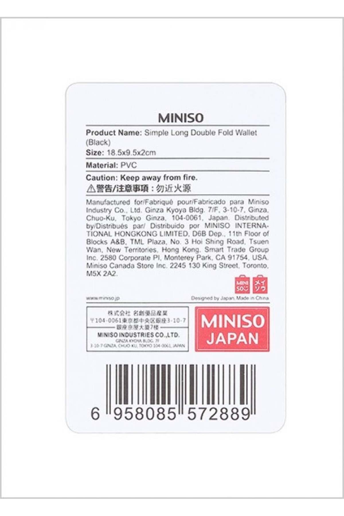 Miniso-Simple Long Bifold Wallet - Black 3