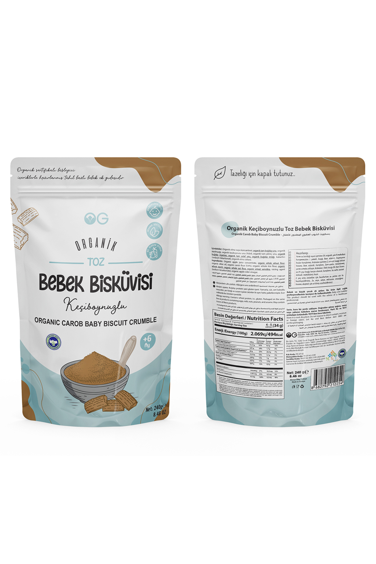 OG natural 2'li Organik Keçiboynuzlu Toz Bebek Bisküvi Seti +6 Ay fotoğrafı 2 (önizleme)