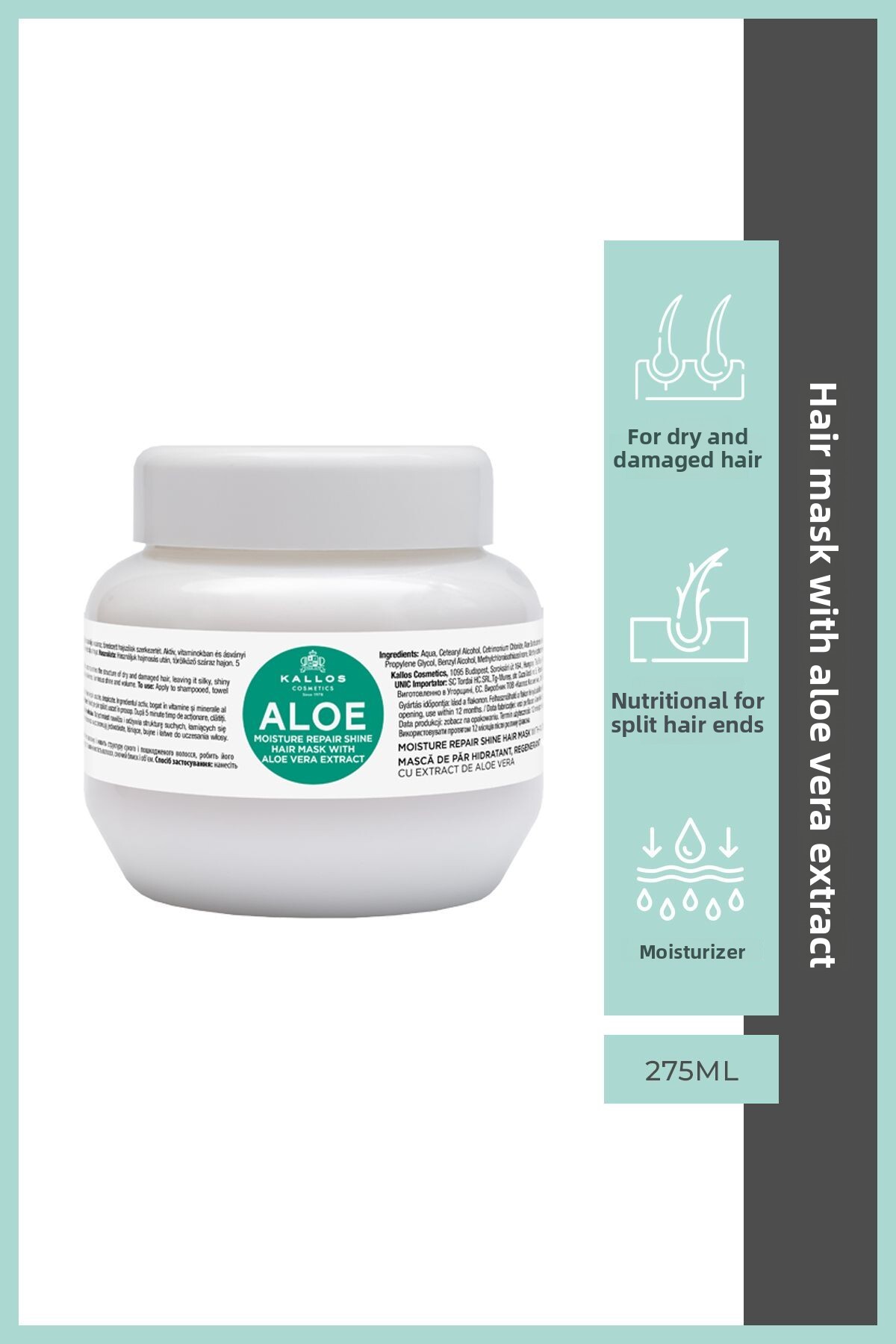 Kallos Cosmetics Kallos Aloe Vera Extract Hair Care Mask 275ml |  Anti-Breakage and Deeply Moisturizing 588132- Trendyol