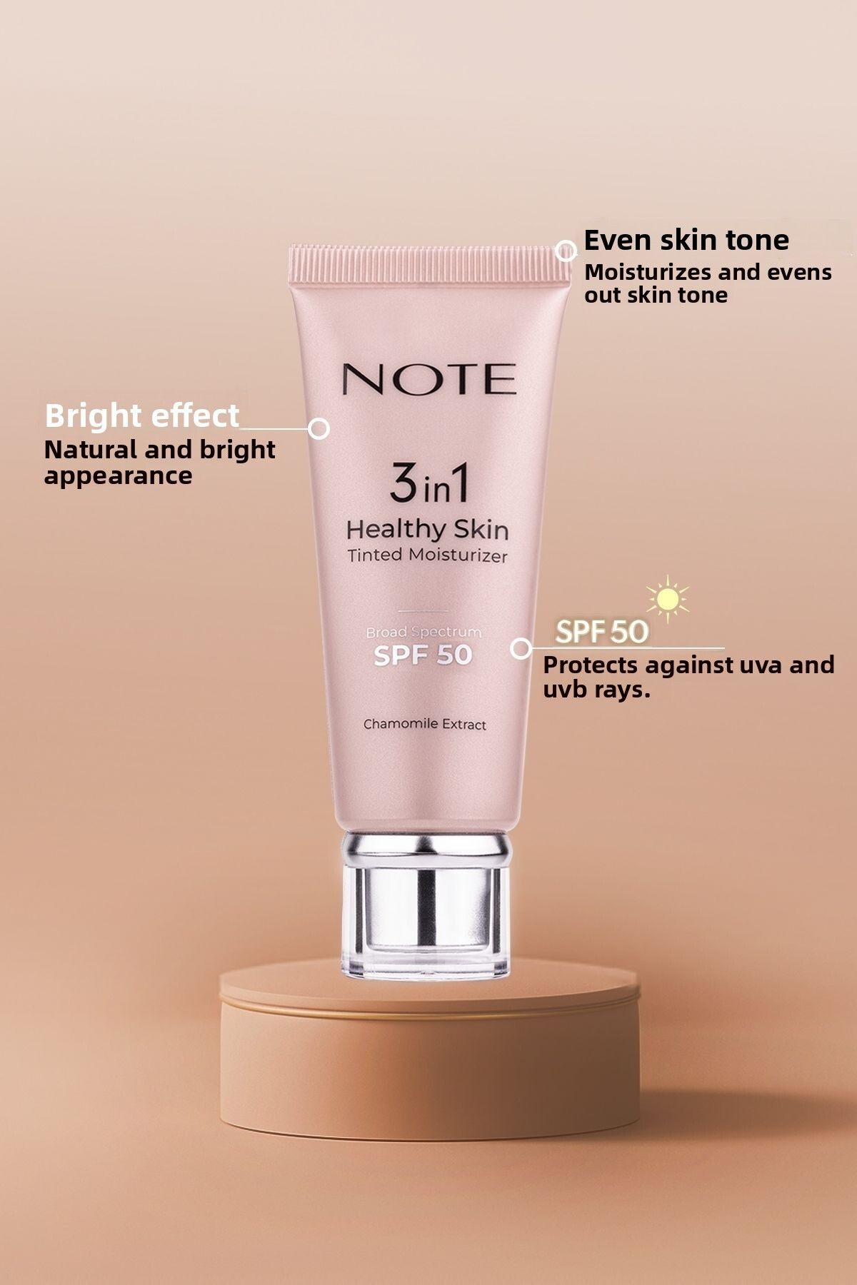NOTE-3 in 1 Color Tone Equalizing and Brightening Spf 50 Moisturizer Cream 3