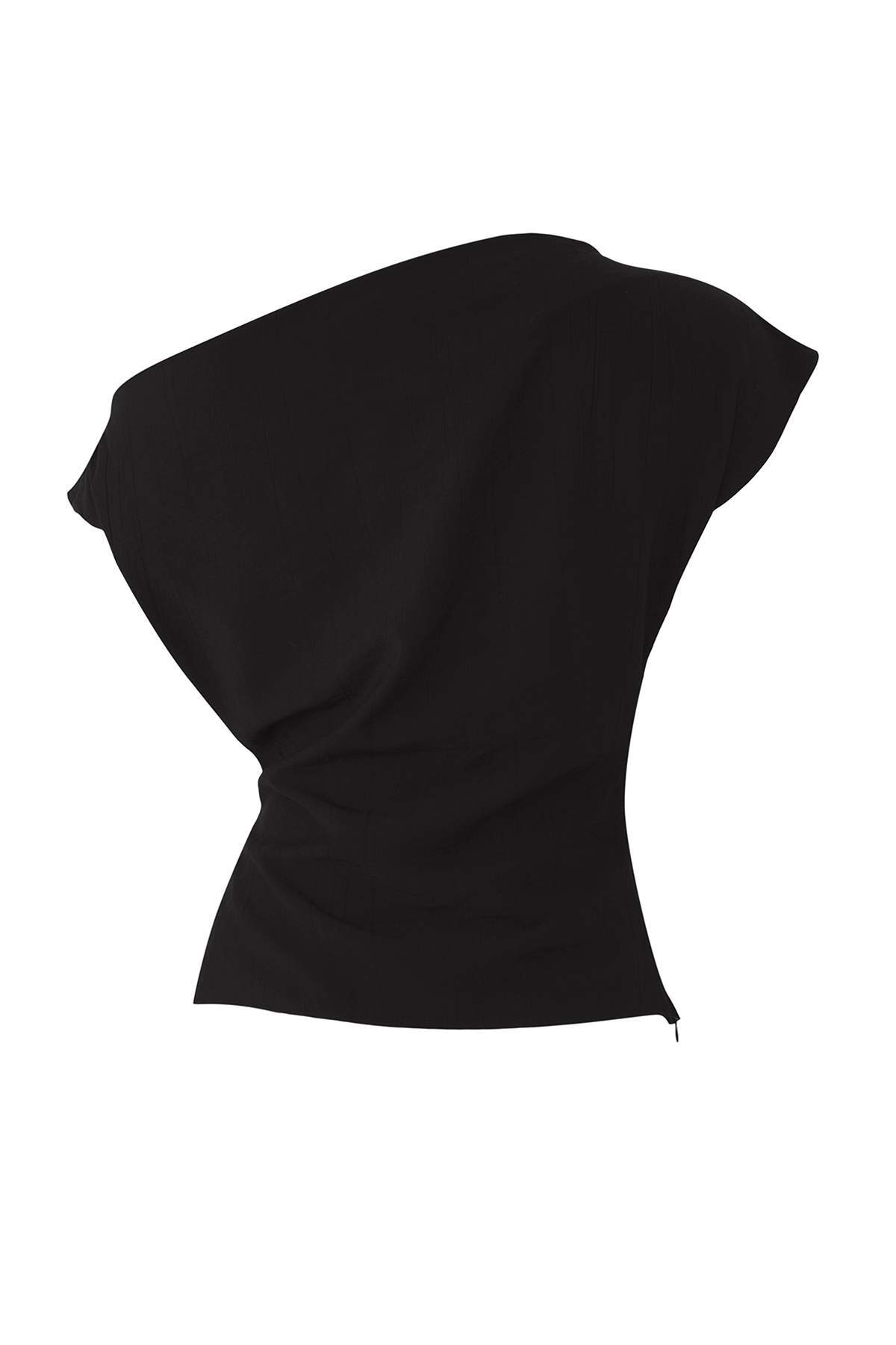 Trendyolmilla  Siyah Kayık Yaka Fitted Toka Detaylı Dokuma Bluz TWOAW26BZ00058 - Görsel 6