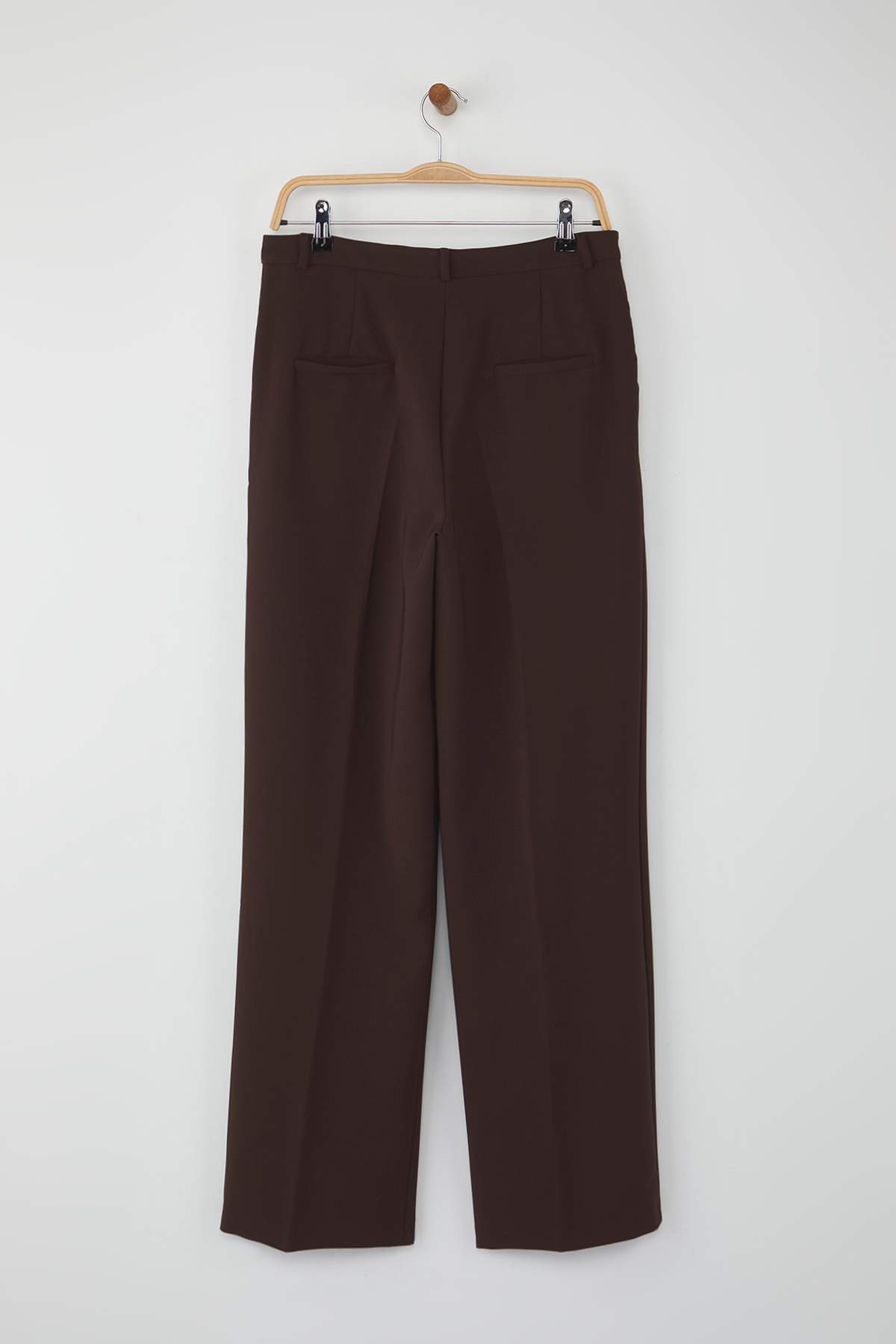 Trendyolmilla  Wardrobe Essentials Koyu Kahverengi İçten Bel Ayarlamalı Geniş Paça Pantolon | TWOAW26PL00028 - Görsel 8