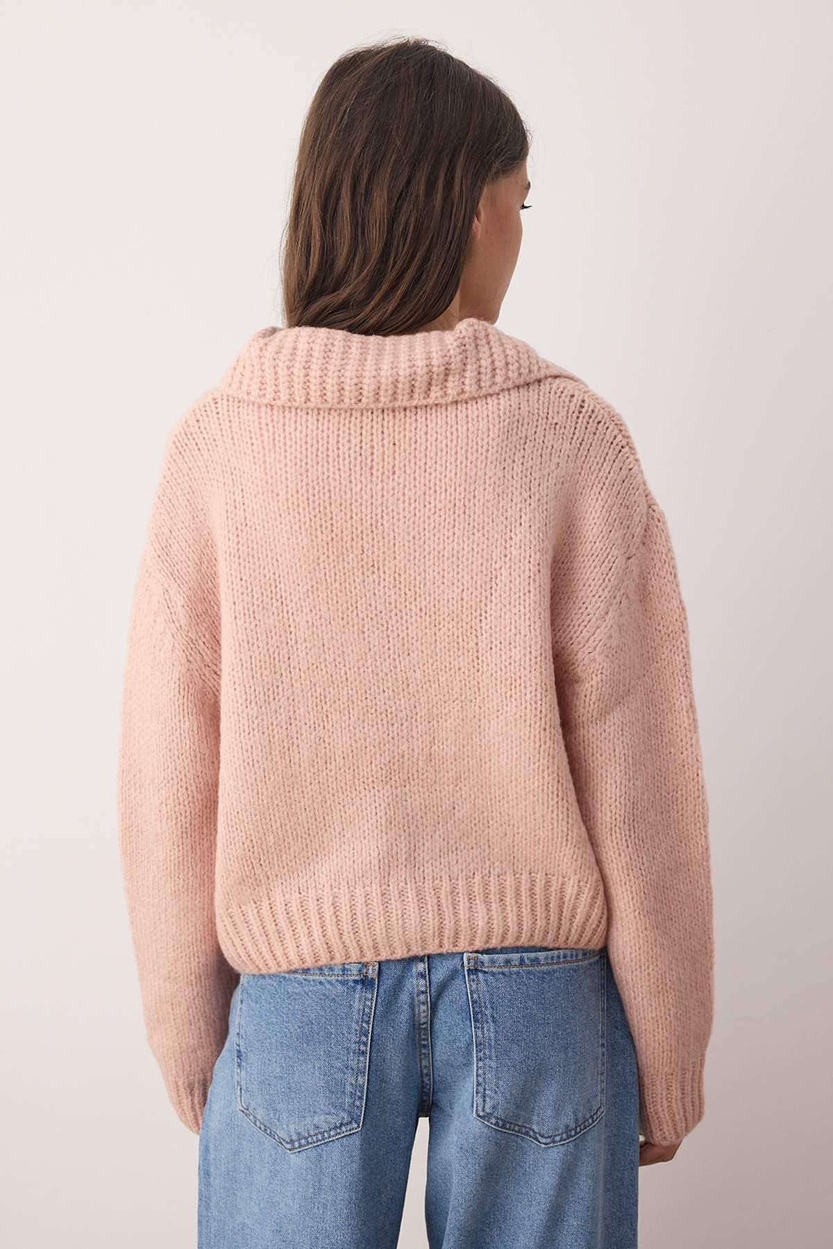Trendyol Collection Pink Oversize/Wide Fit Crop Knitwear Cardigan
