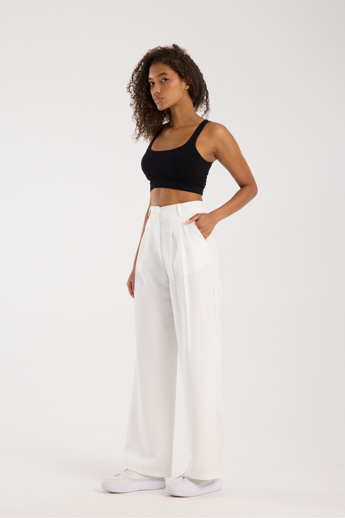 LAVA FASHION  Kadın Pileli Kumaş yüksek bel Palazzo Pantolon - Görsel 7