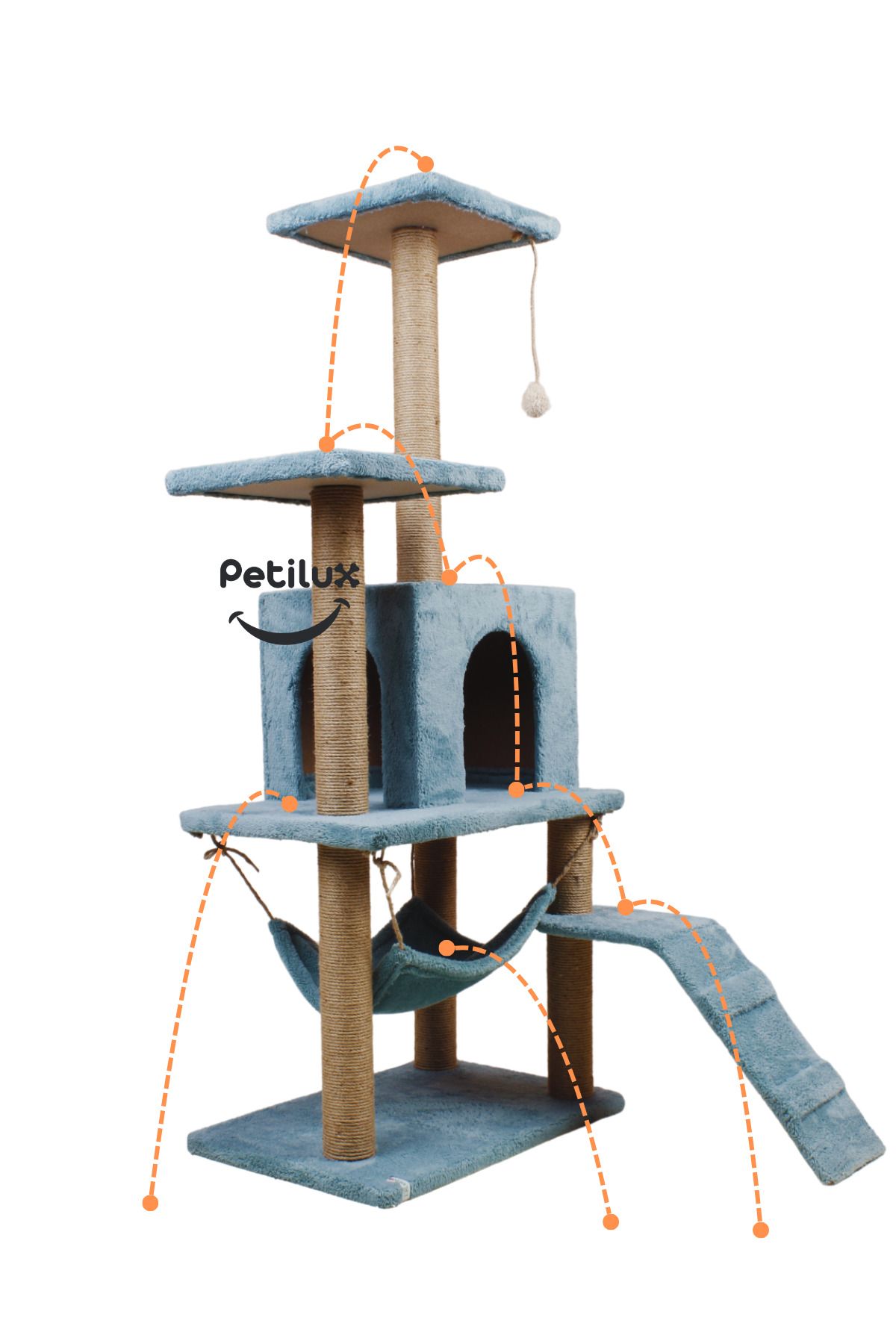 Petilux-Multi-Purpose Multi-Tier Cat Play & Activity House with Rest Hammock Nest Scratching Post 5