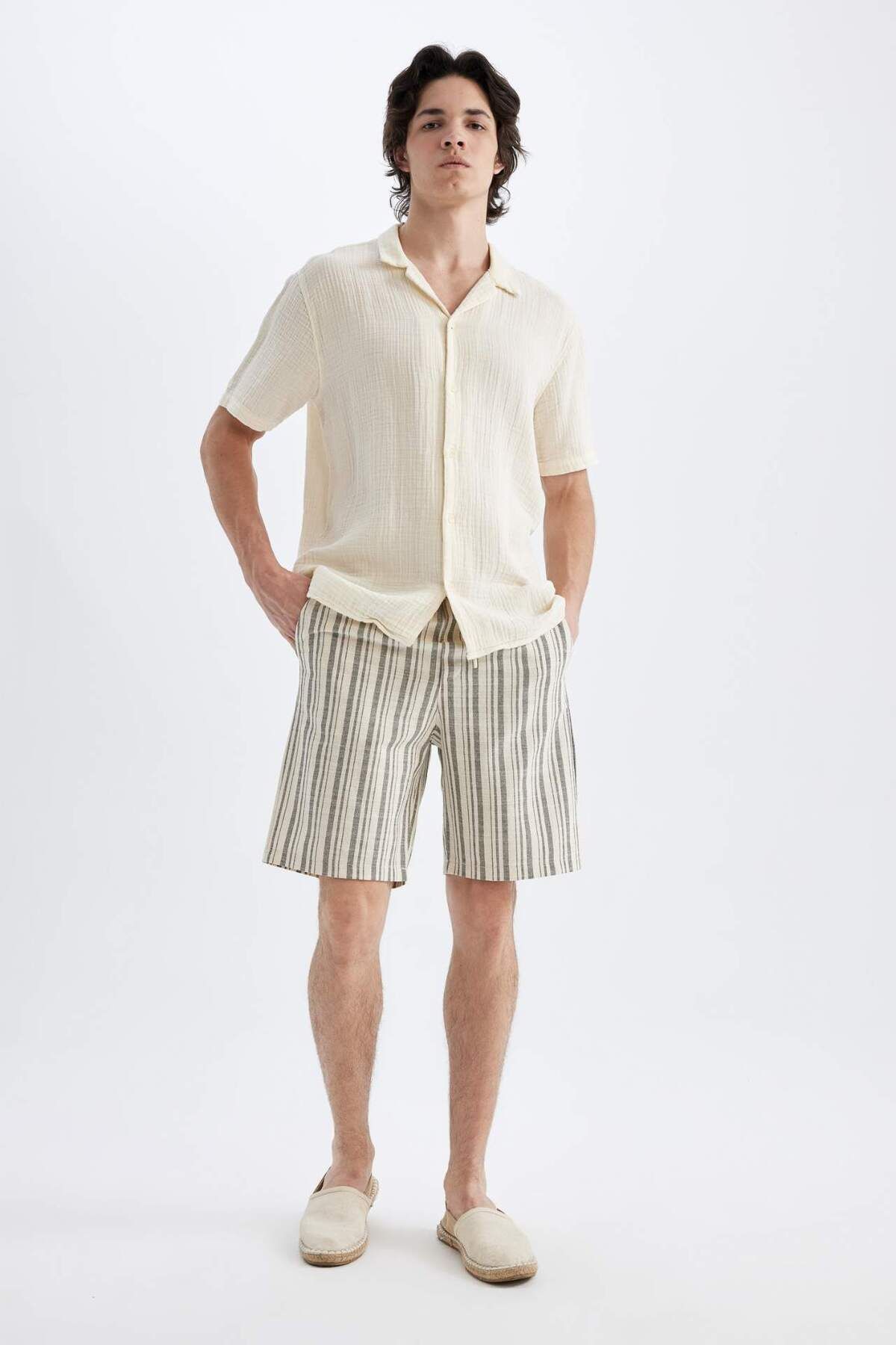 DeFacto-Regular Fit Cotton Bermuda Shorts D2056Ax24Hs 3