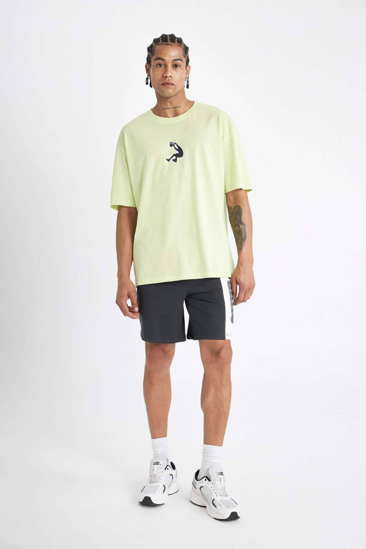 DeFacto-DeFactoFit Shaquille ONeal Oversize Φαρδύ μπλουζάκι με κοντό μανίκι C6993AX24HS 3