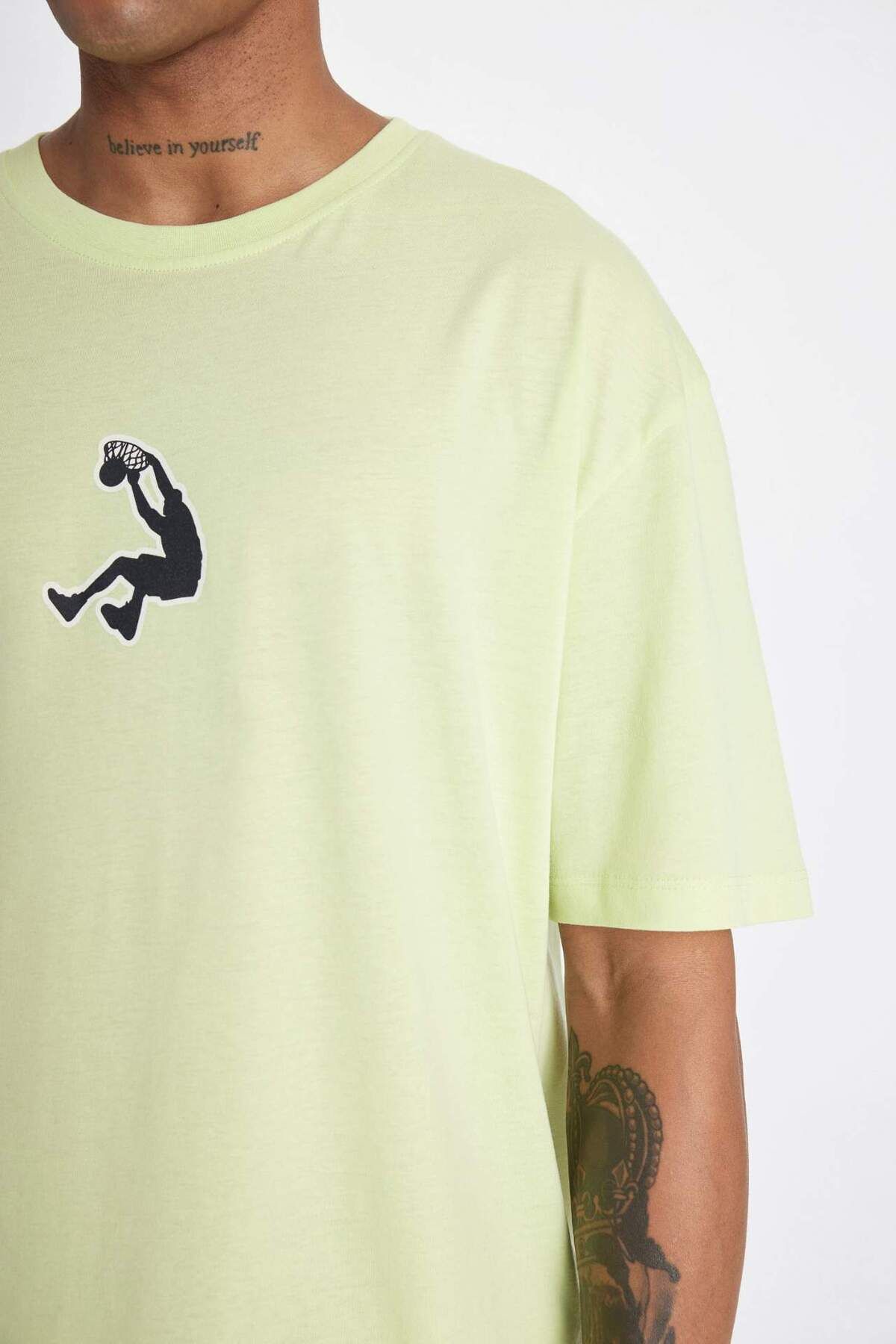 DeFacto-DeFactoFit Shaquille ONeal Oversize Φαρδύ μπλουζάκι με κοντό μανίκι C6993AX24HS 6