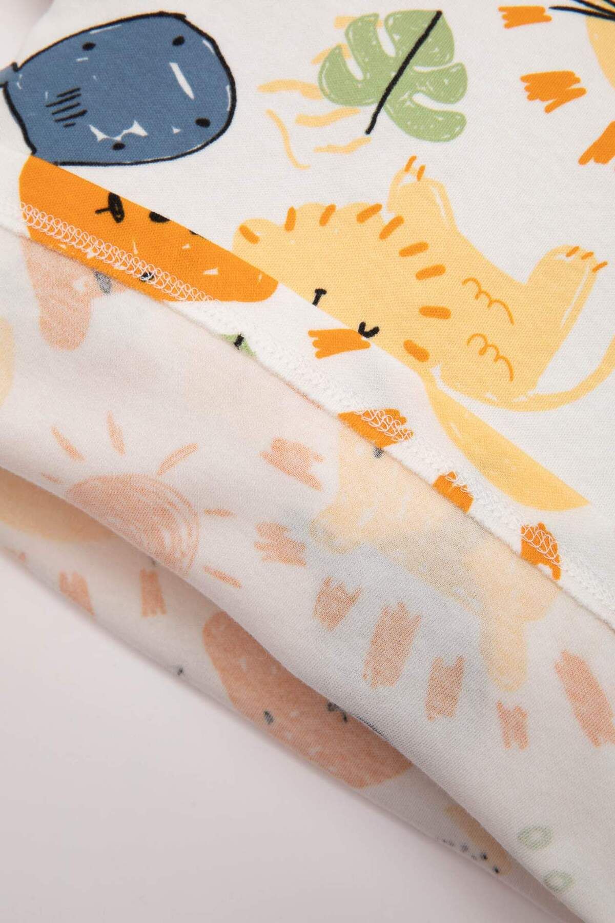DeFacto-Safari Patterned Short Sleeve Pajamas Set for Baby Boy - C1991A524Sp 4