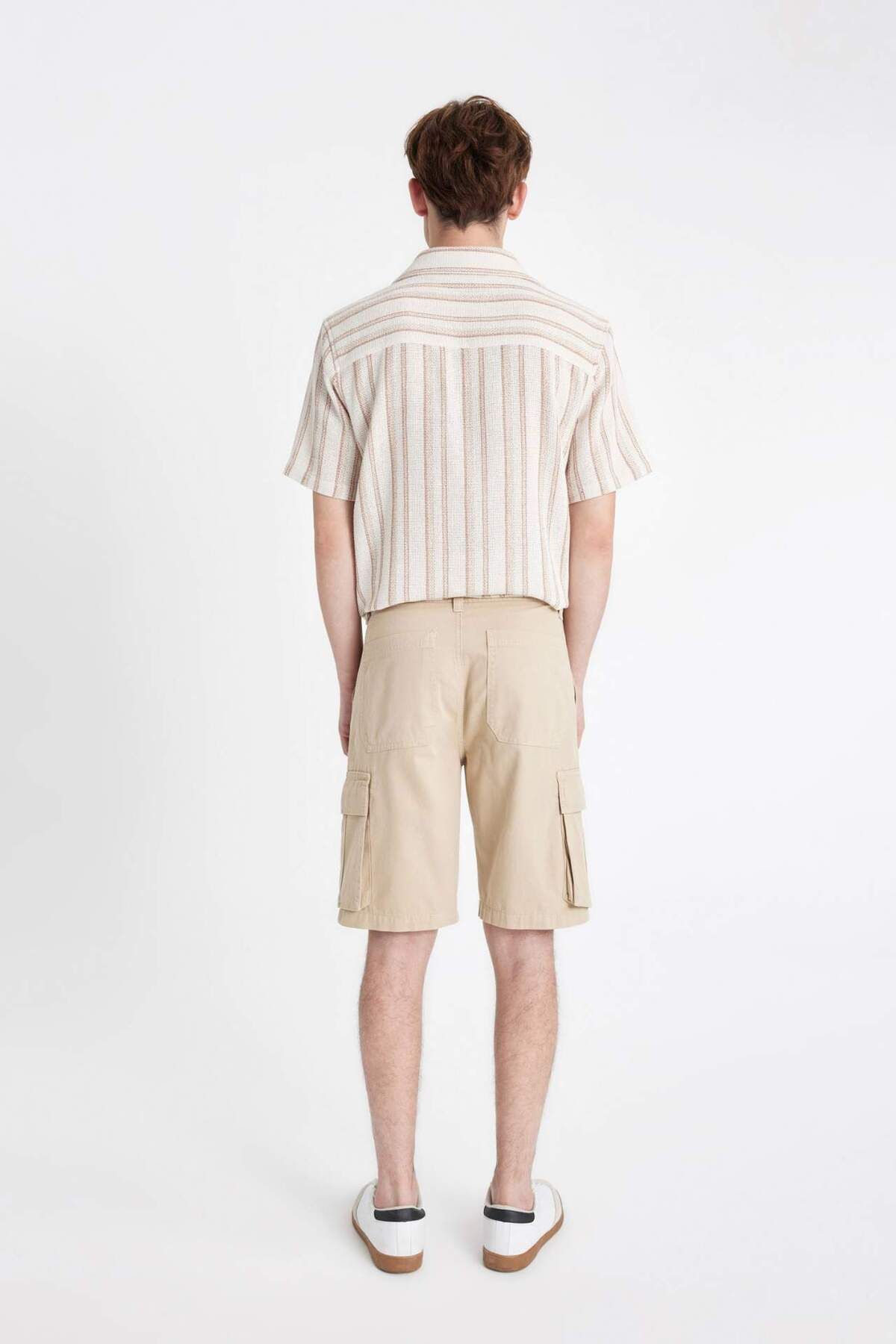 DeFacto-Relax Fit Flat Leg Gabardine Cargo Βερμούδες Σορτς C5382ax24sm 8