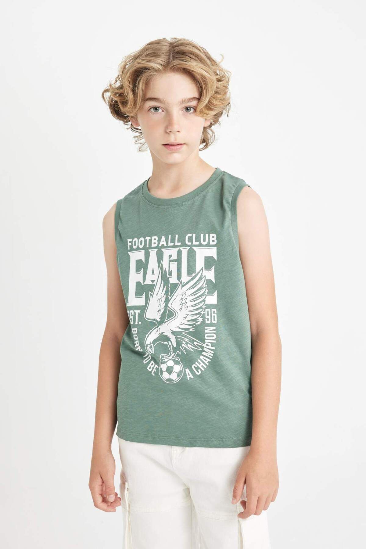 DeFacto-Boy's Crew Neck Printed Tank Top - C5108A824HS 4