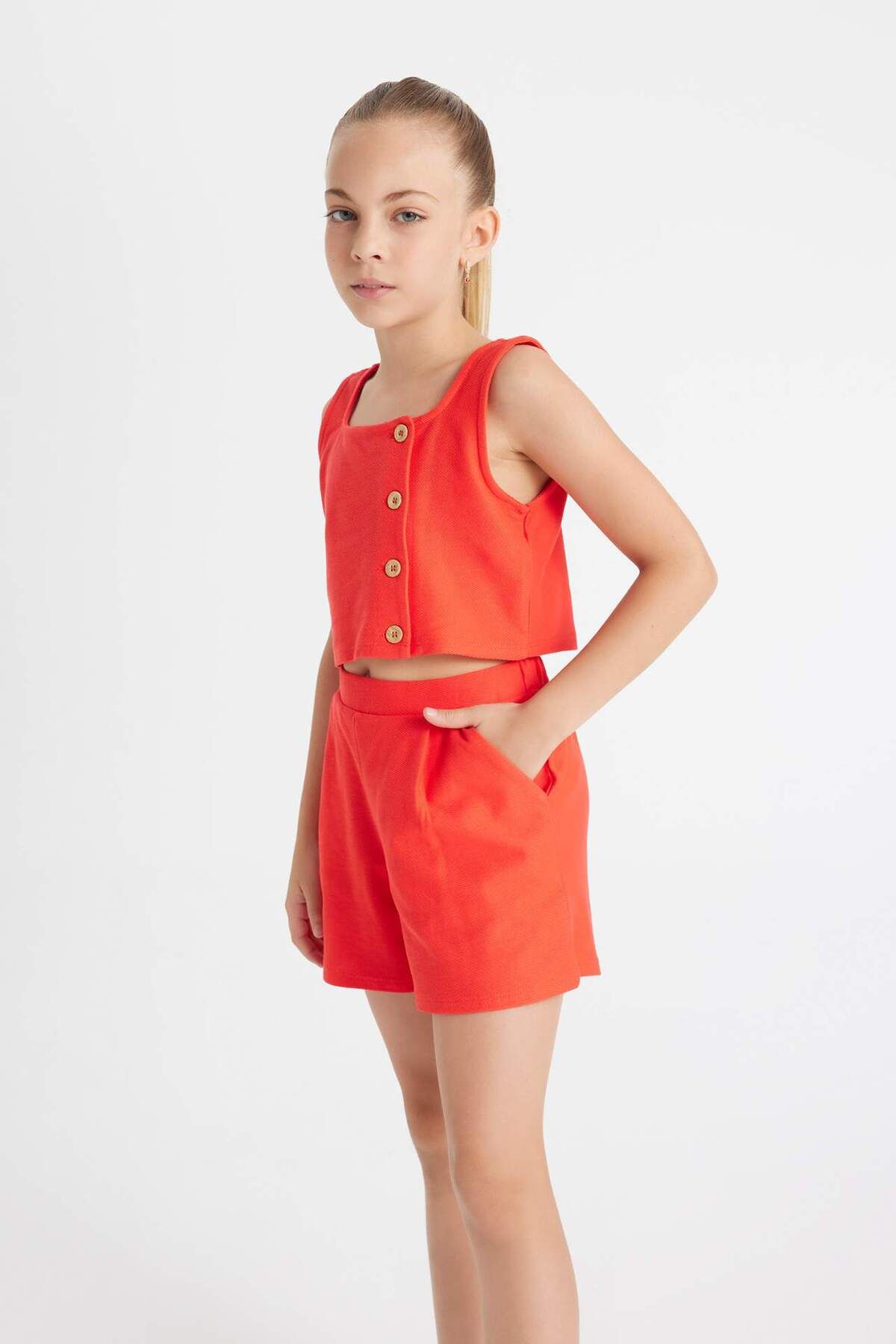 DeFacto-Sleeveless Blouse and Shorts Set for Girls - D0422a824hs 3