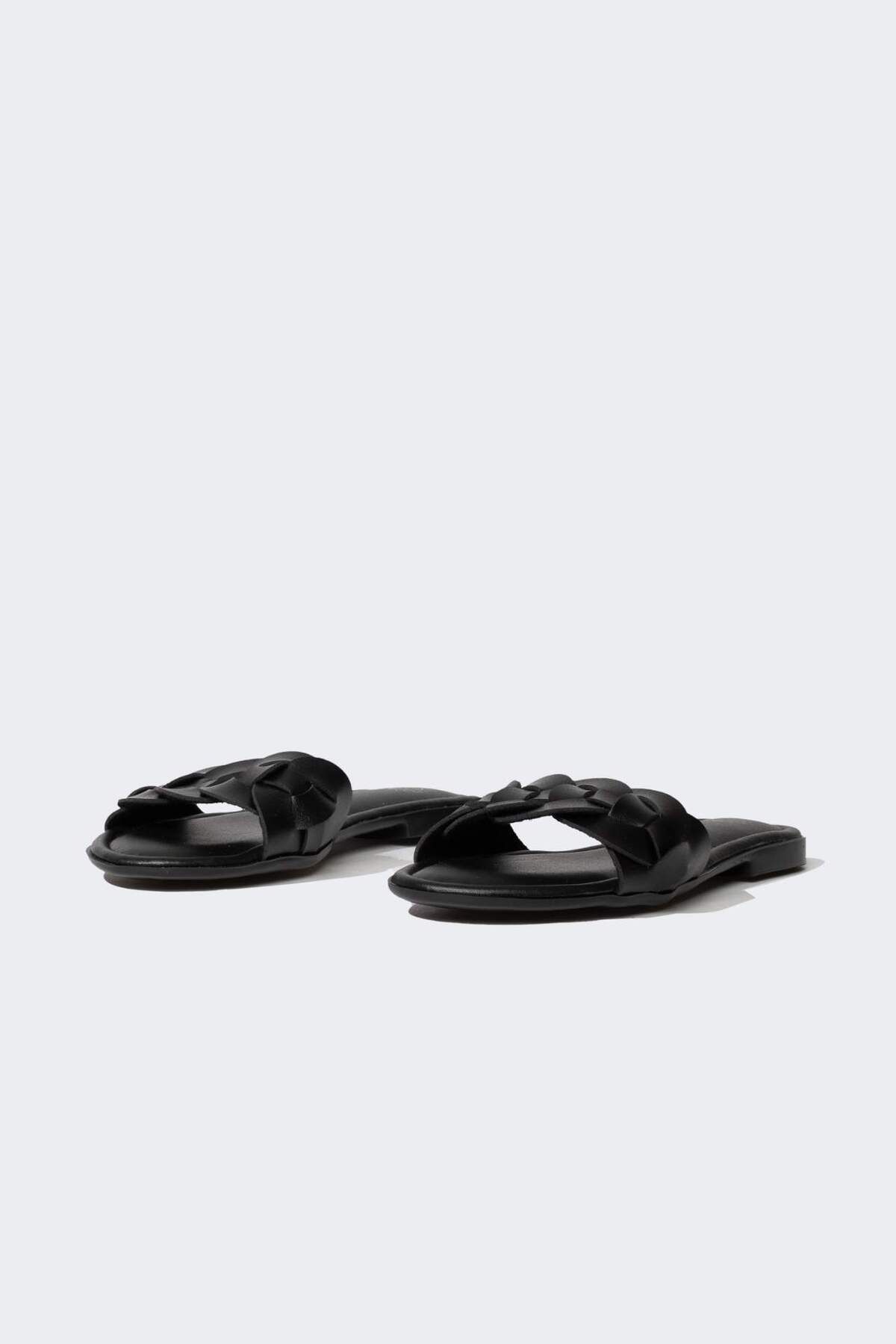 DeFacto-Faux Leather Women's Slippers - Flat Sole, Single Strap, C3719AX24HS 1