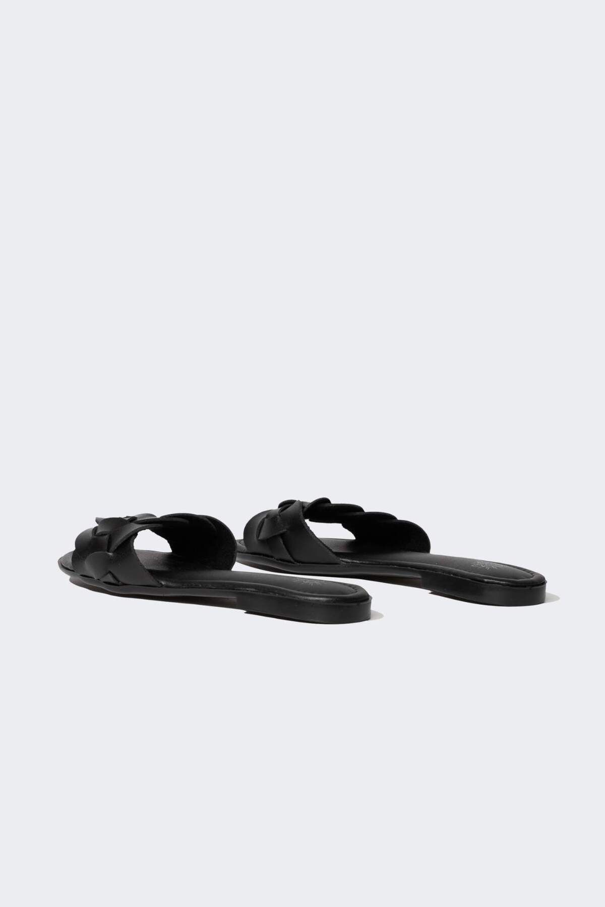 DeFacto-Faux Leather Women's Slippers - Flat Sole, Single Strap, C3719AX24HS 3