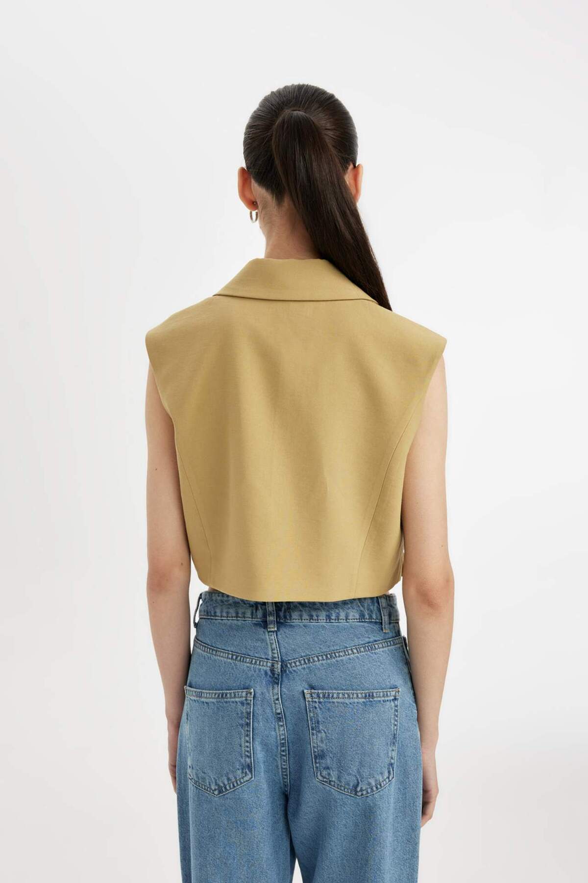DeFacto-Crop Blazer Vest D1199Ax24Sm 5