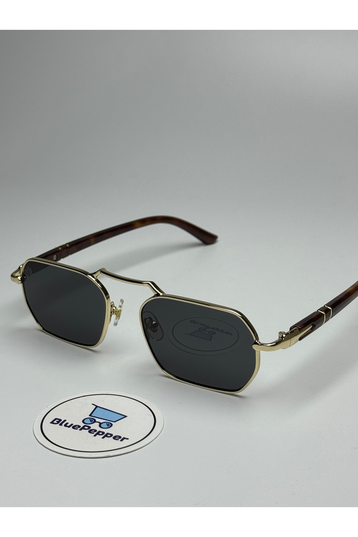 BluePepper  EŞREF TEK MODEL GÜNEŞ GÖZLÜĞÜ - KAHVE SAP - SİYAH CAM - UV400 KORUMALI- 55 EKARTMAN - Görsel 4