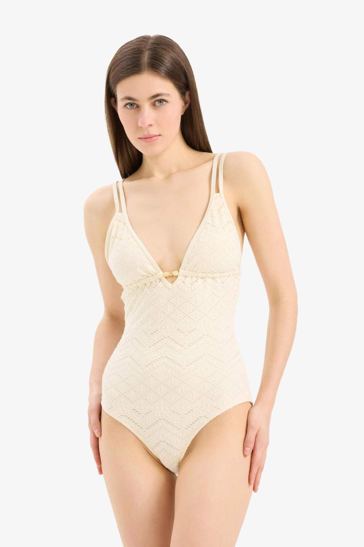 DeFacto-Μαγιό με λεπτό λουράκι Regular Fit Brode-Fall in Love B6898AX24SM 3