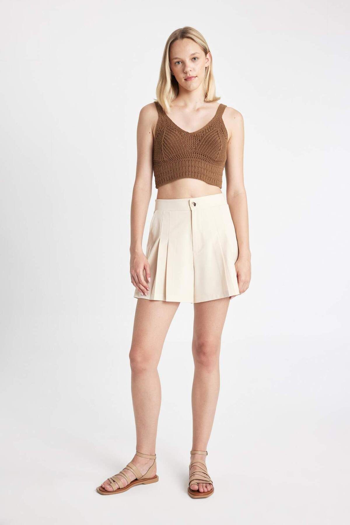 DeFacto-Regular Fit šortky s vysokým pasem a sklady D0963AX24SM 1