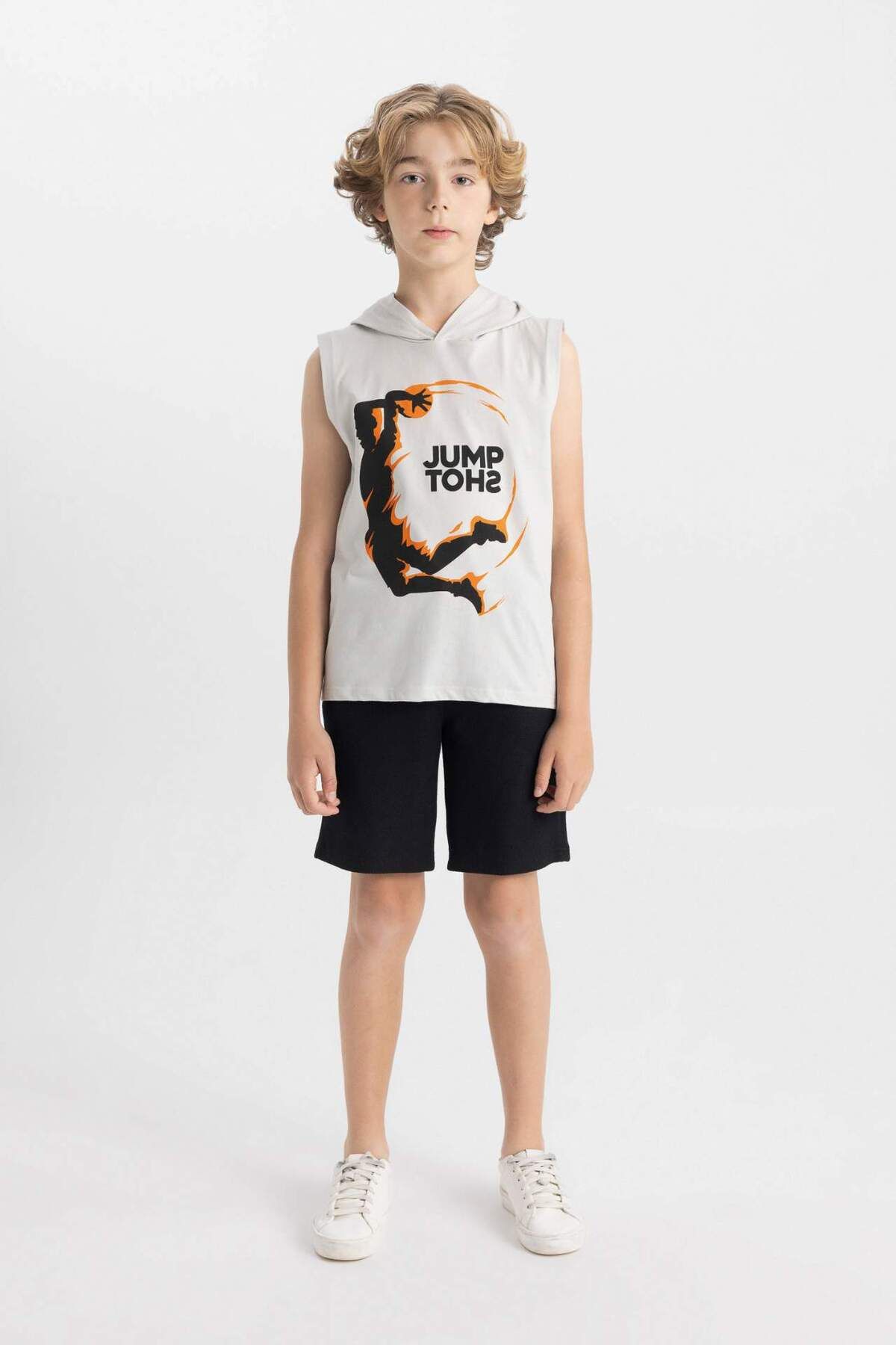 DeFacto-Boy's 2 Piece Set Printed Hooded Athlete Shorts C2187A824Hs 2