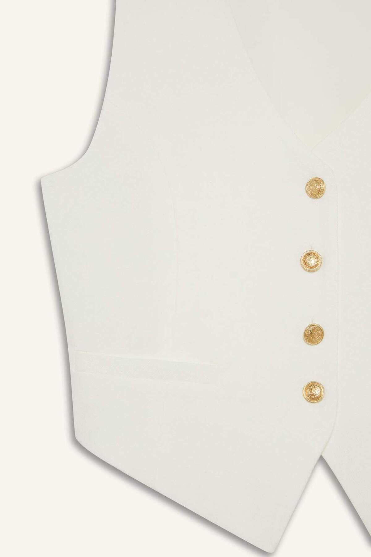 DeFacto-Crop V-Neck Linen Blend Blazer Vest C7798Ax24Sm 7