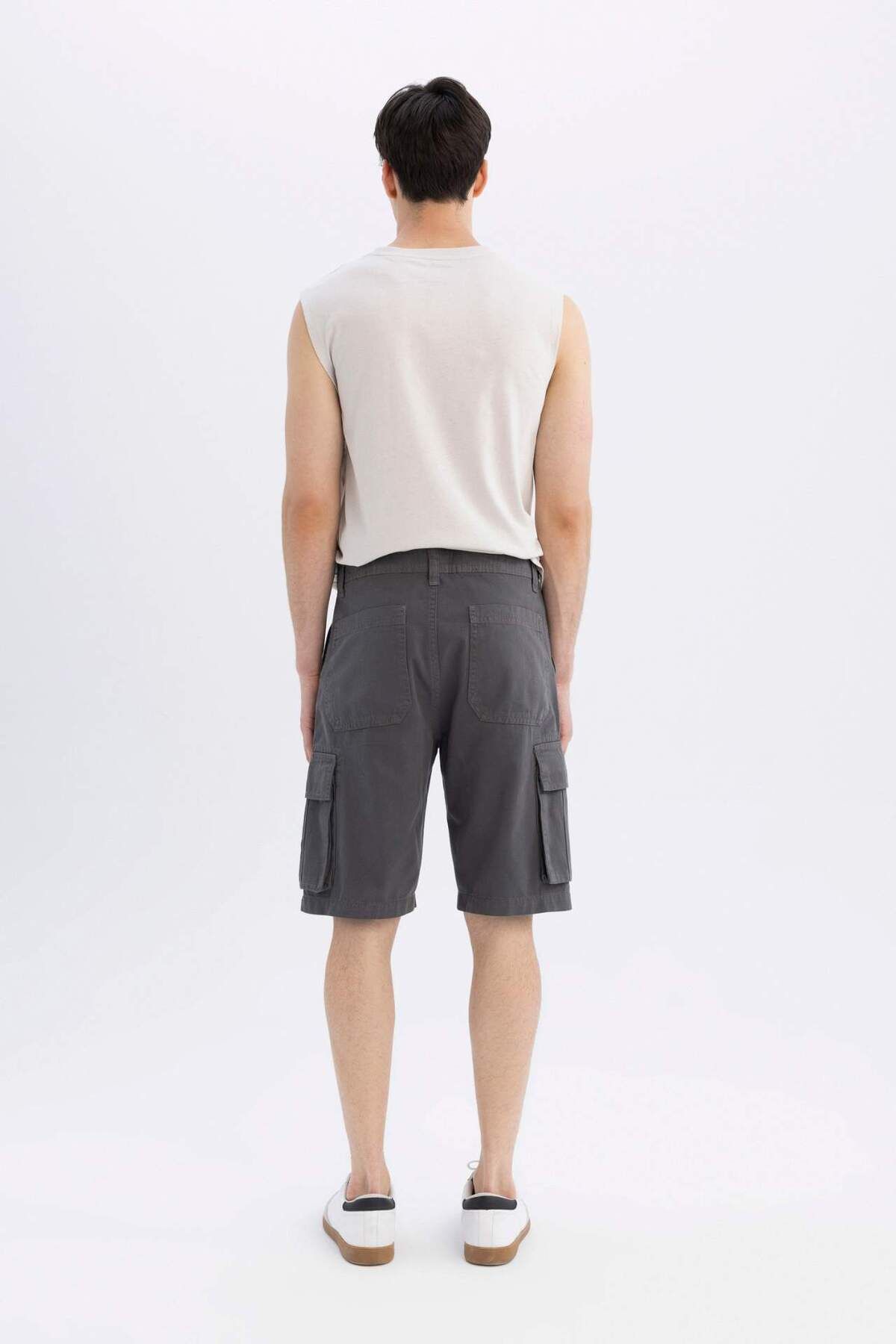 DeFacto-Relax Fit Flat Leg Gabardine Cargo Βερμούδες Σορτς C5382ax24sm 6