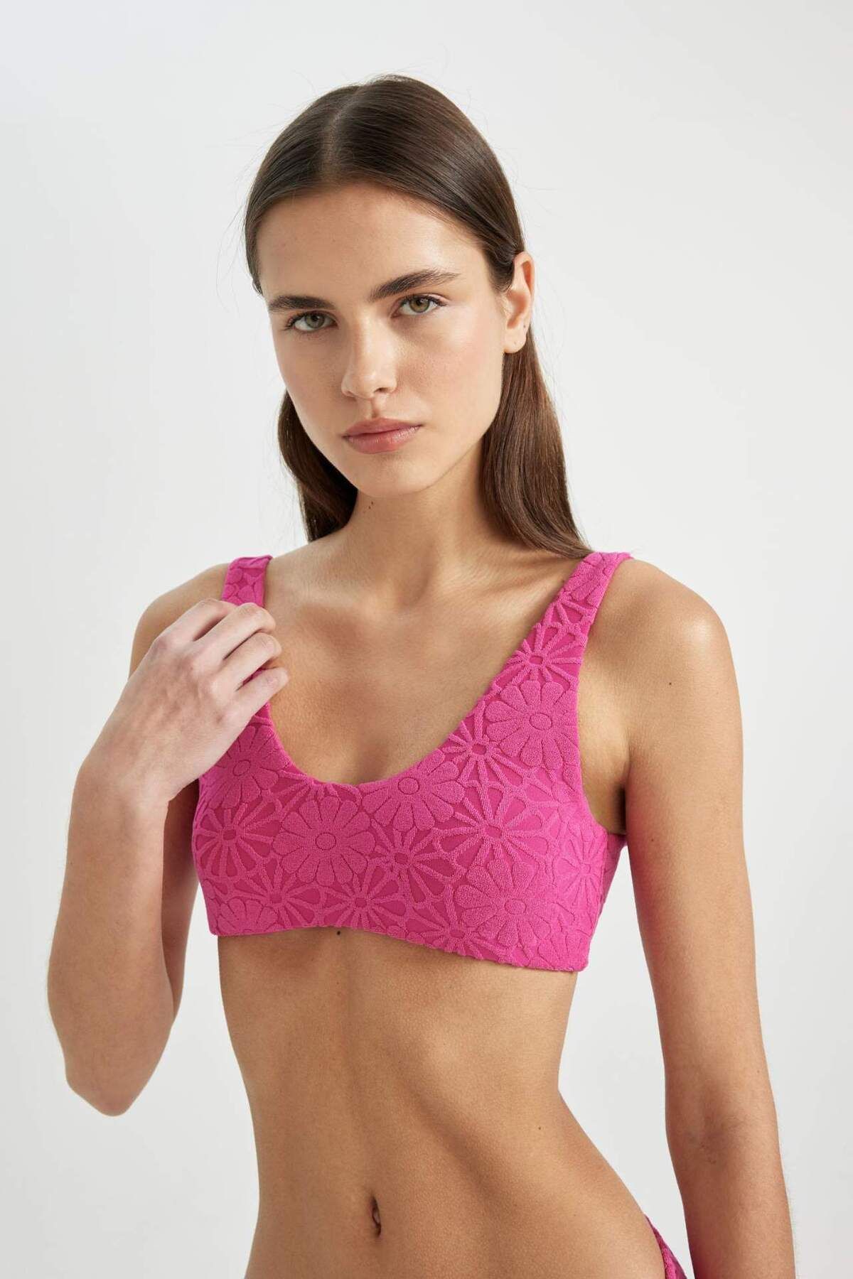 DeFacto-Kvetinový žakárový top bikín Regular Fit-Fall in Love B6901AX24SM 4
