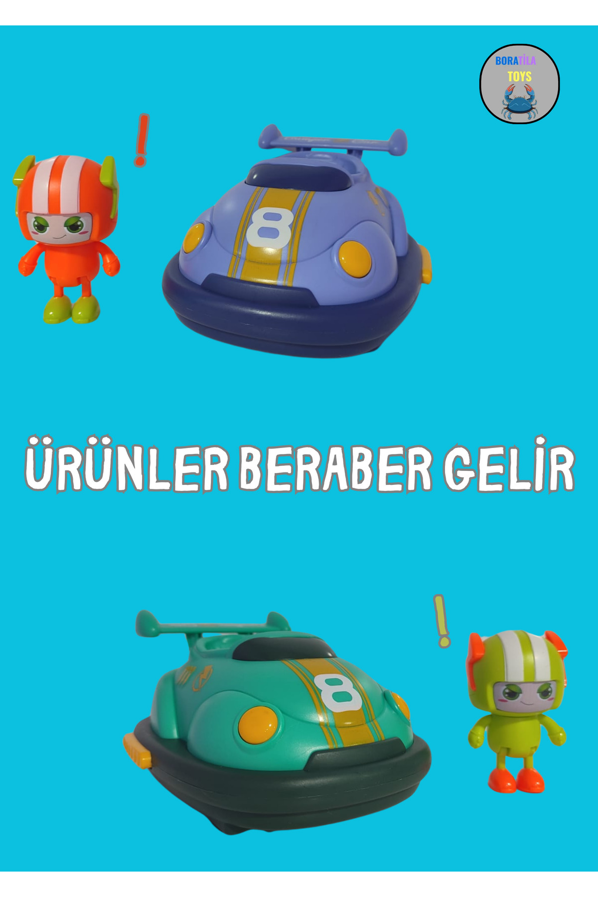 Boratila Toys 2.4ghz 2 Araç Çarpınca Düşen Figürlü Uzaktan Kumandalı Şarjlı Müzikli Işıklı Çarpışan Arabalar fotoğrafı 3 (önizleme)